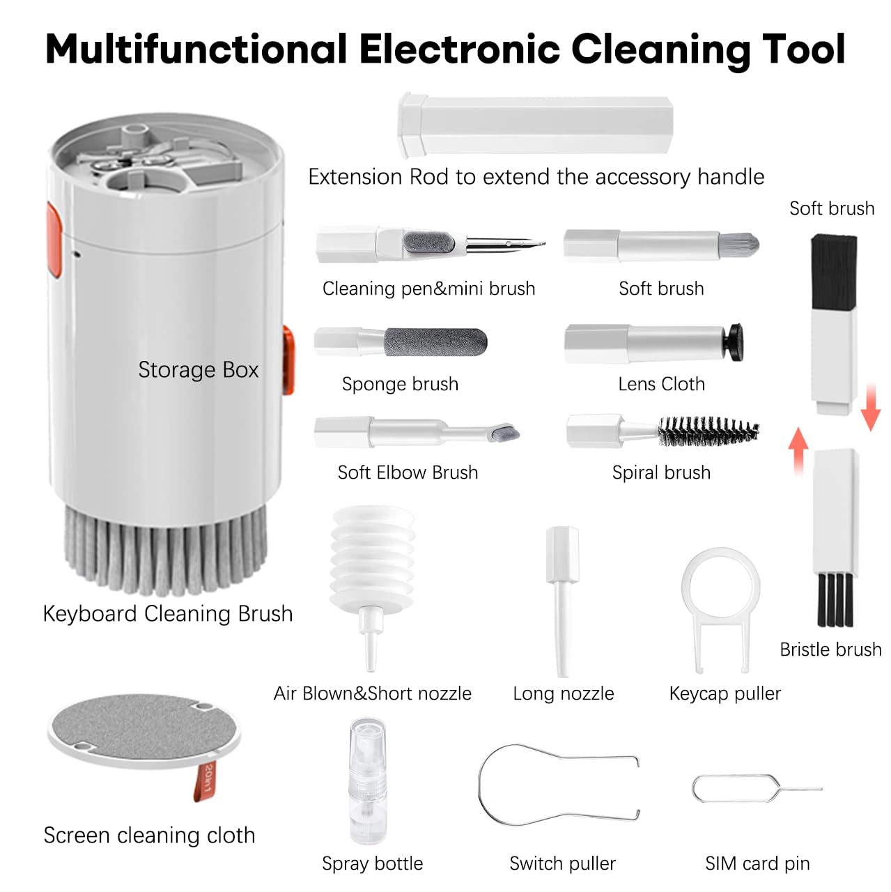 Qingler 20 In 1 Laptop Phone Screen Cleaner Kit, Computer Keyboard Cleaning Brush For Iphone Airpods Macbook Ipad, Multifunction