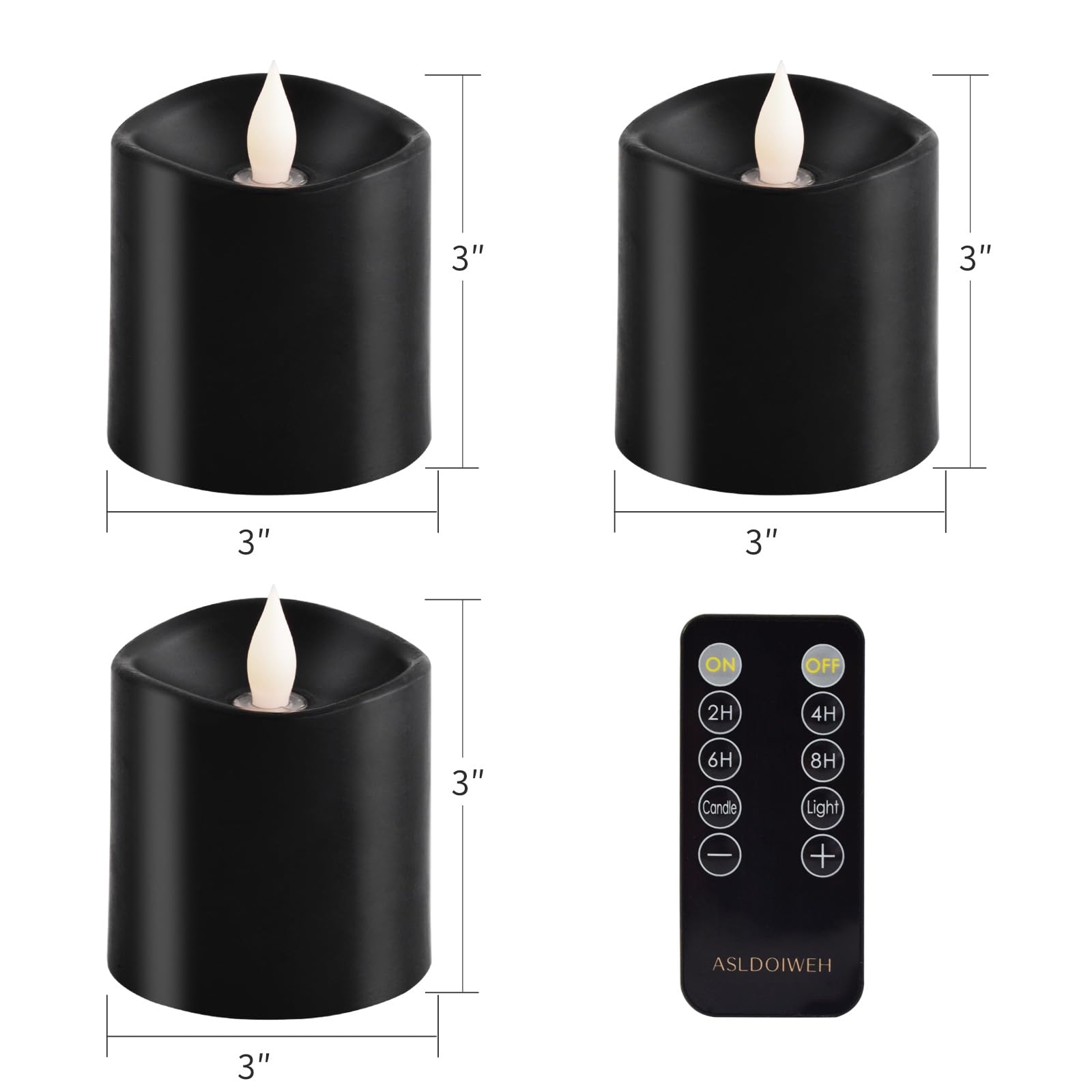 Asldoiweh 3X3 Flickering Flameless Candles Set Of 3, 2Aa Battery Life 600 Hours Battery Candles Flickering With Timer, 3 Inch Fl