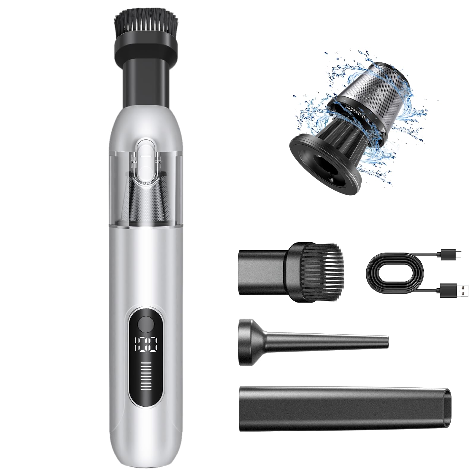 Ederfun Car Vacuum Portable Cordless For 16000Pa Powerful Suction, Handheld Vacuum With Brushless Motor, Blow & Suction 4 In 1,