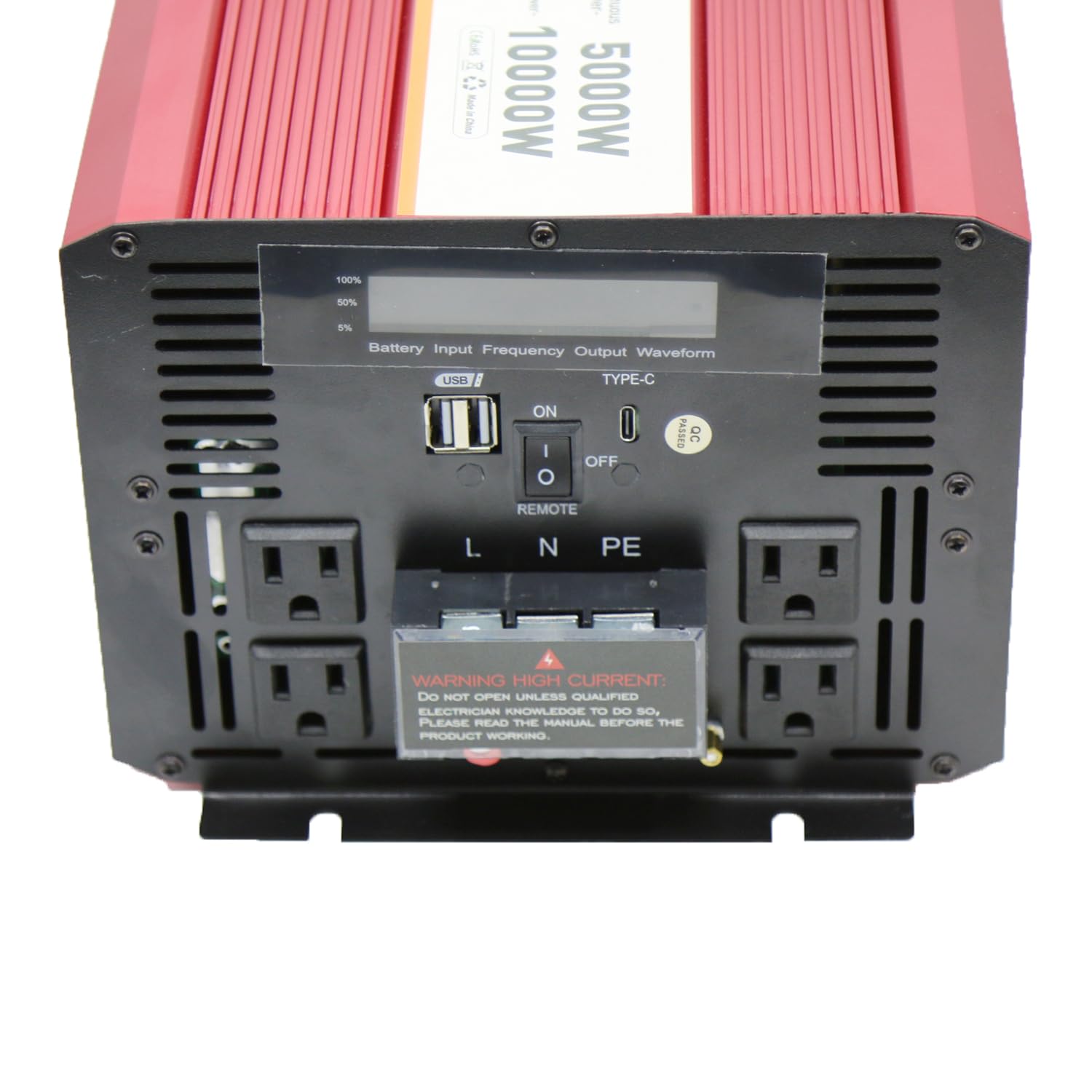 5000W 12V Modified Sine Wave Power Inverter,Peak 10000 Watt, Car/Truck Dc 12V To 110V 4Ac Converter, 2X 2.4A Usb Ports,With 18W