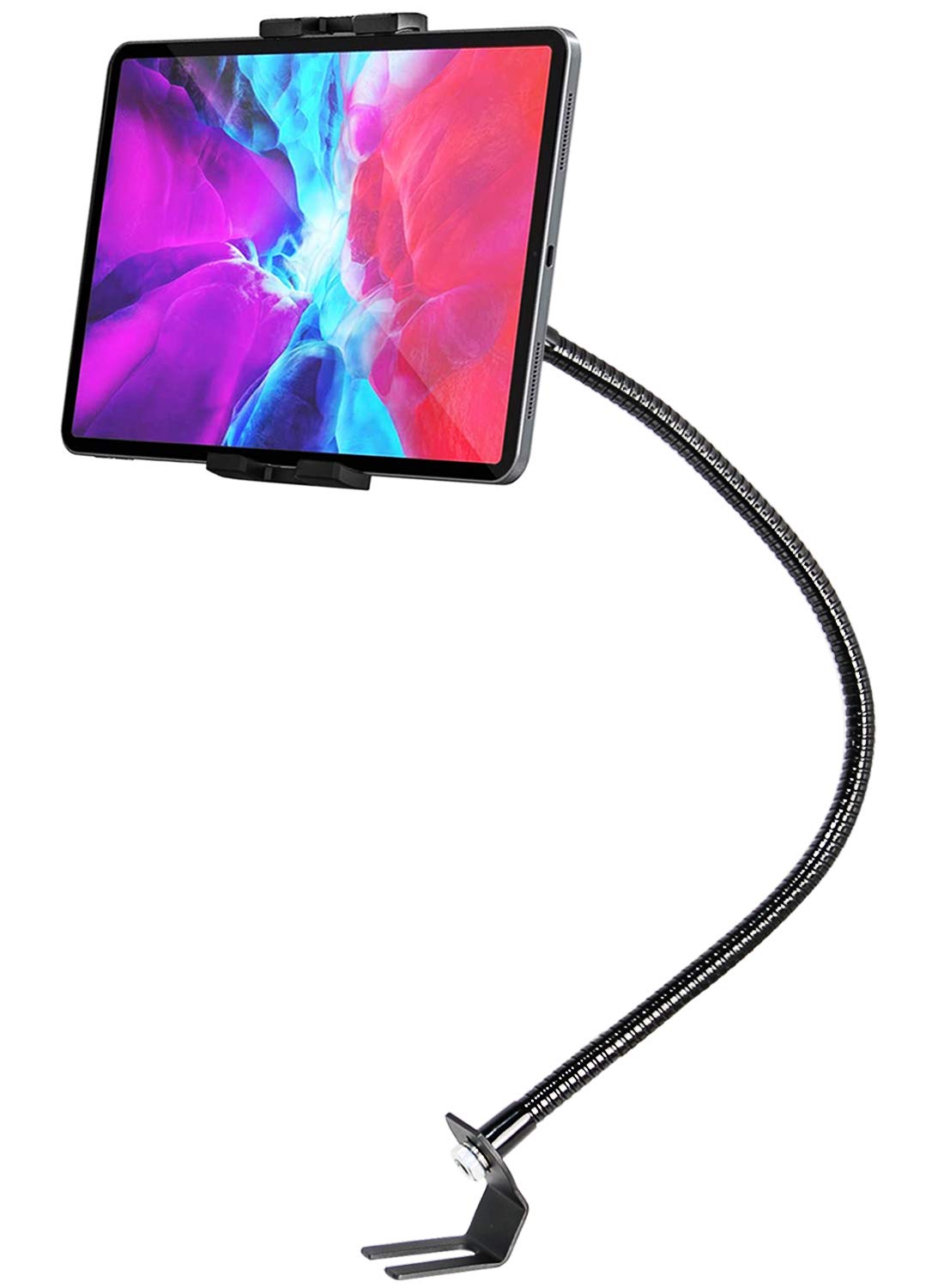 Woleyi Car Or Truck Seat Rail Tablet Mount, Heavy Duty Gooseneck Car Floor Tablet & Phone Holder For Ipad Pro 9.7, 11, 12.9/ Air