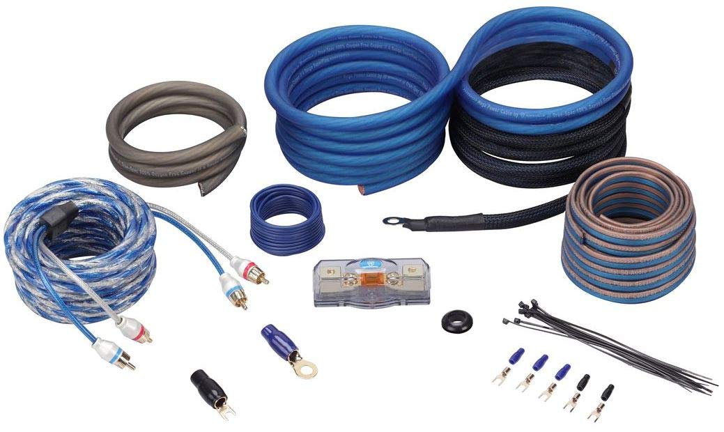 Rockville Rwk4Cu 4 Awg Gauge 100% Copper Complete Amp Installation Wire Kit Ofc Black