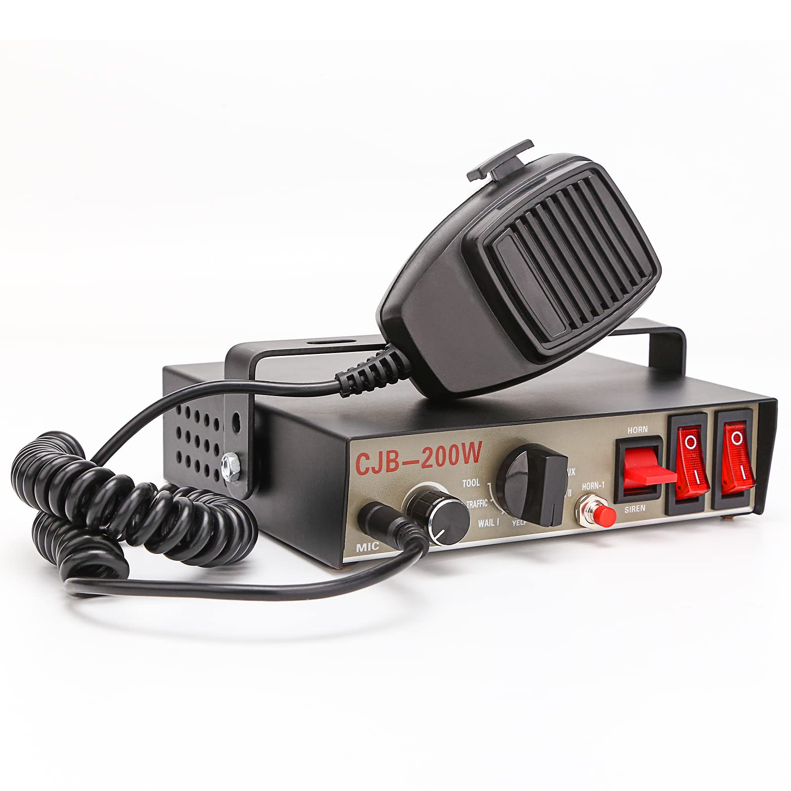 Booyu 12V 200W 9 Tones Police Emergency Warning Siren Pa System [Handheld Microphone][Hands Free][2 X 10A Switches] Capable With