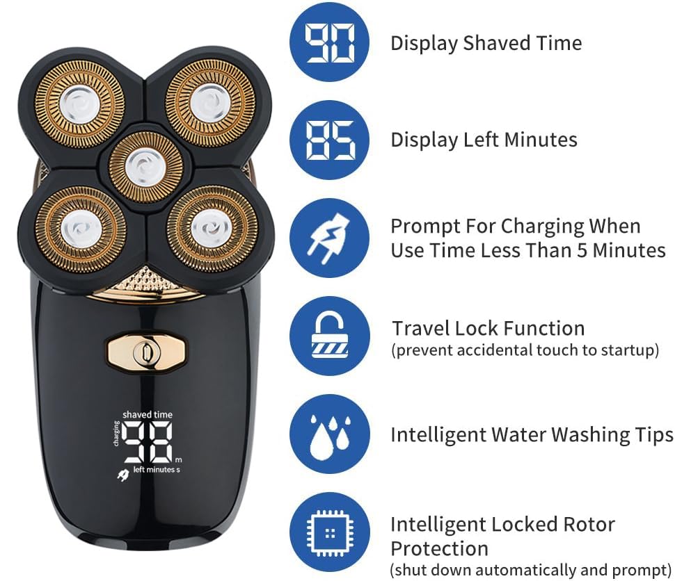 Electric Razor For Men Head Shaver For Bald Men Grooming Kit Wet Dry Rotary Shavers Nose Hair Beard Trimmer Clippers Facial Clea