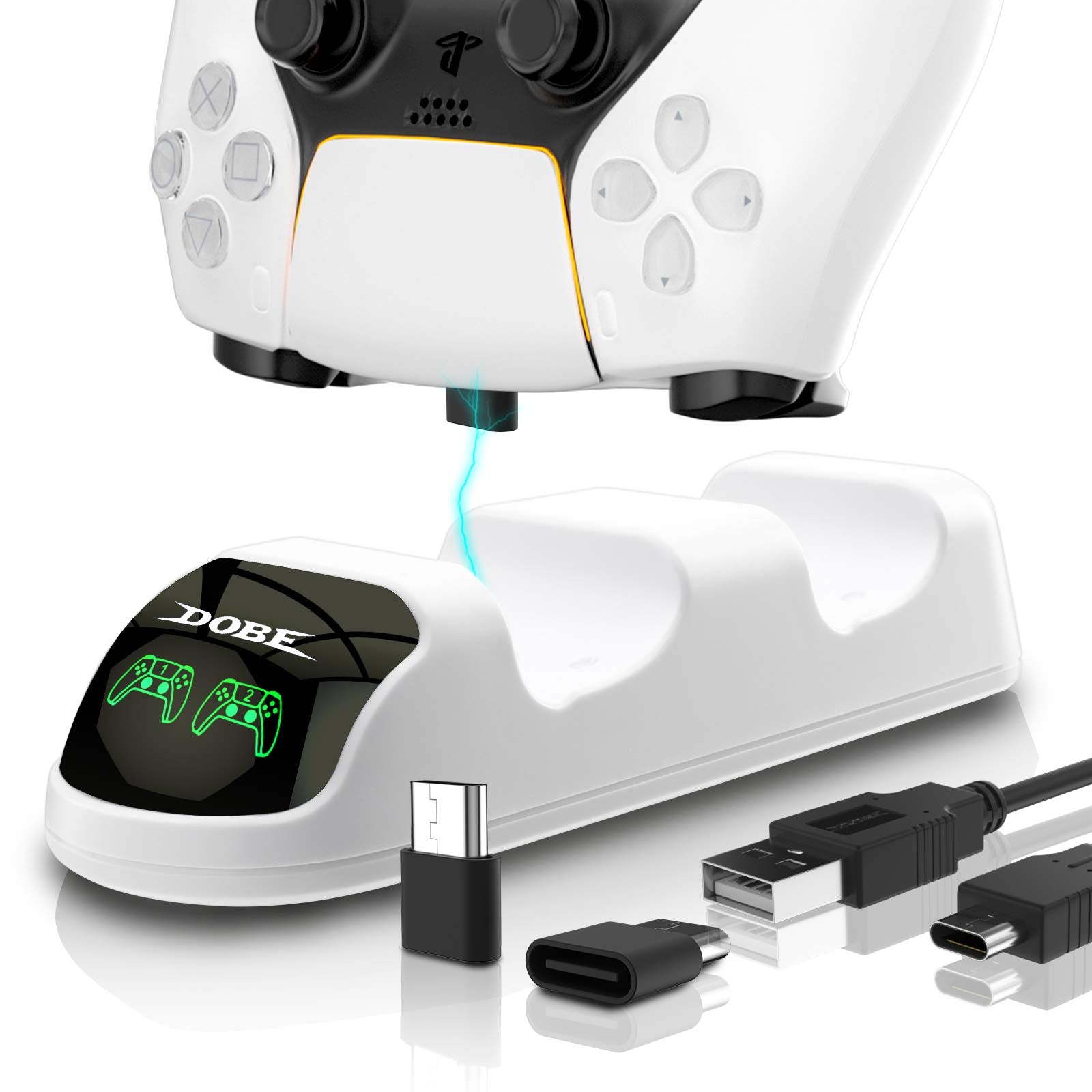 PS5 Controller Charger Station Dual Charging Dock - LED Indicator USB-C Stand with Overcharge Protection - Compact PlayStation 5