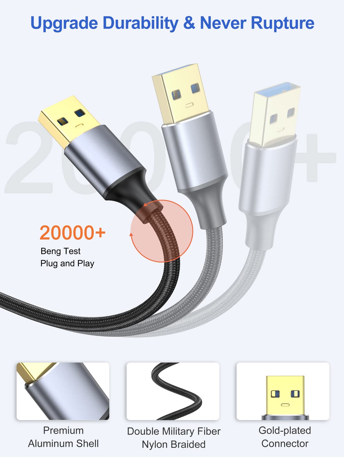 Apojodly Usb To Usb Cable 1Ft 2 Pack, Usb 3.0 Cord Usb A Male To Male Cable Double Sided Usb Cord Compatible With Hard Drive, La
