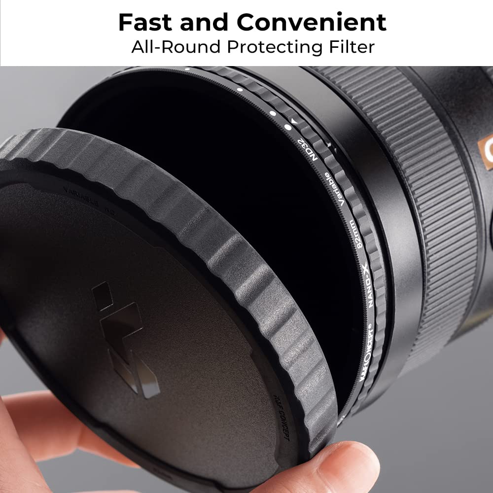 K&F Concept 72Mm Variable Nd2 32 Lens Filter & Filter Cap Kit (2 Pcs) Adjustable Neutral Density Lens Filter With Tpu Filter Cap