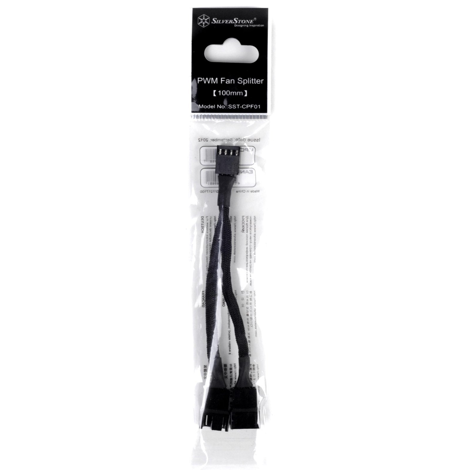 Silverstone Technology Sst Cpf01 Usa Pwm 2 To 1 Splitter In Black Sleeving Cpf01 Usa