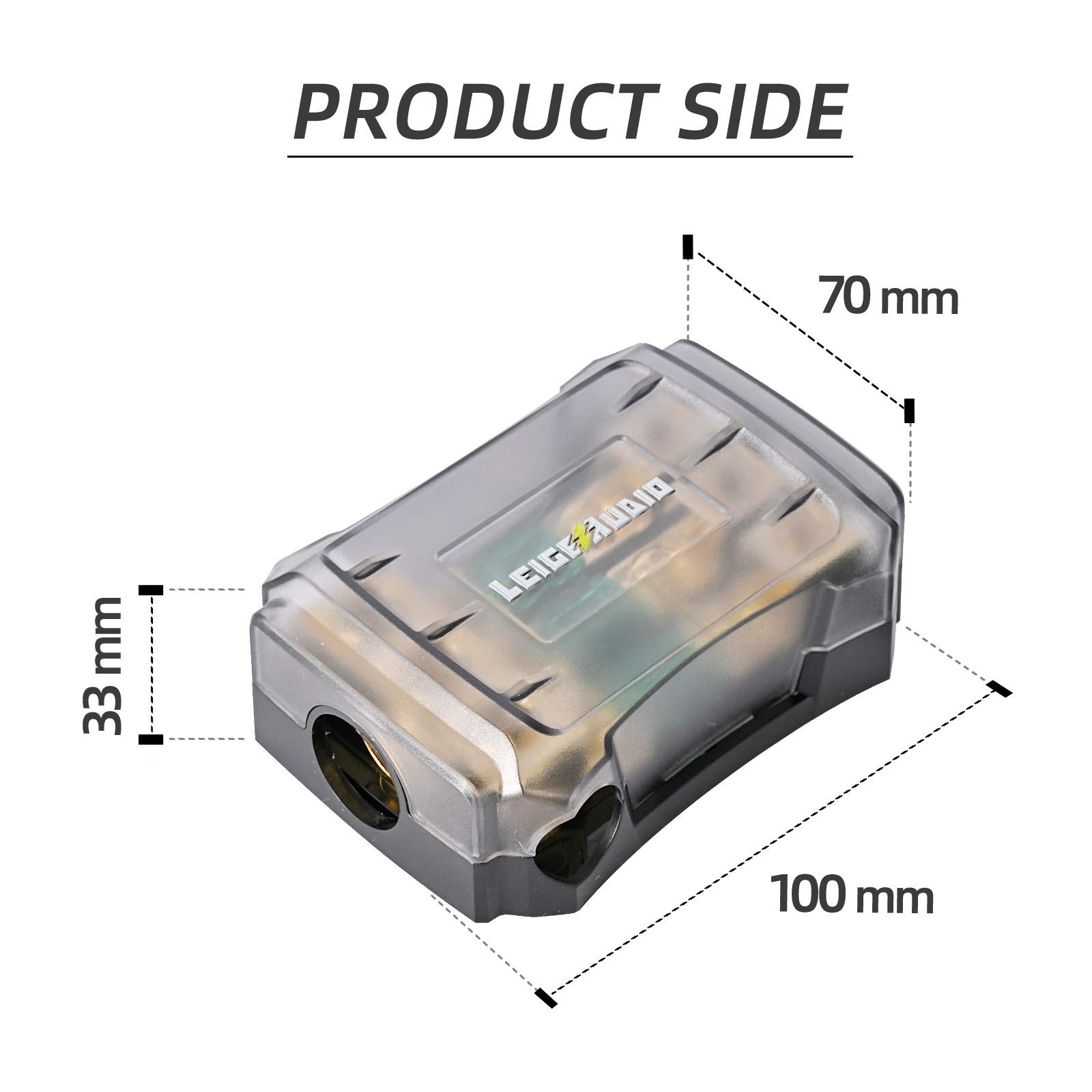Leigesaudio Copper 0/4 Gauge To 4/8 Gauge 60 Amp Mini Anl 3 Way Fuse Holder Distribution Block