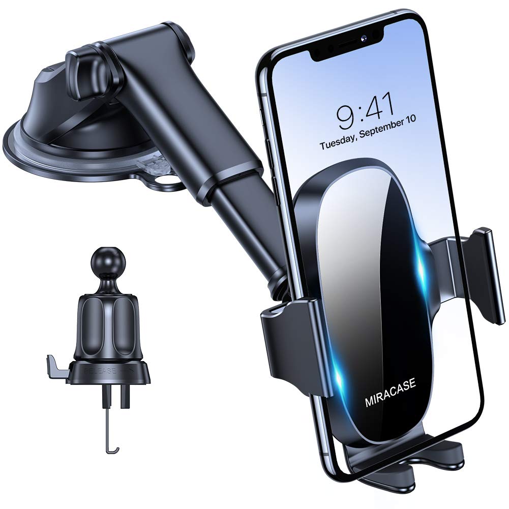 Miracase 3-In-1 Cell Phone Holder For Car, Universal Phone Holder Mount For Dashboard Air Vent Windshield Compatible With Iphone