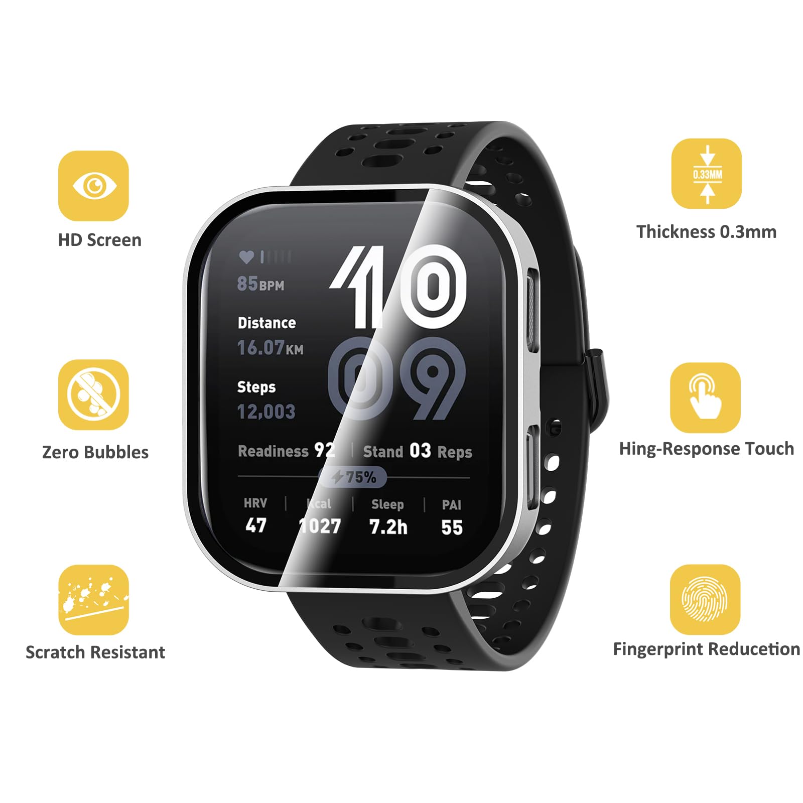 Wd&Cd 2 Pack Case Compatible For Amazfit Bip 6 Silver+Clear, Hard Pc Case With Tempered Glass Screen Protector Compatible With A