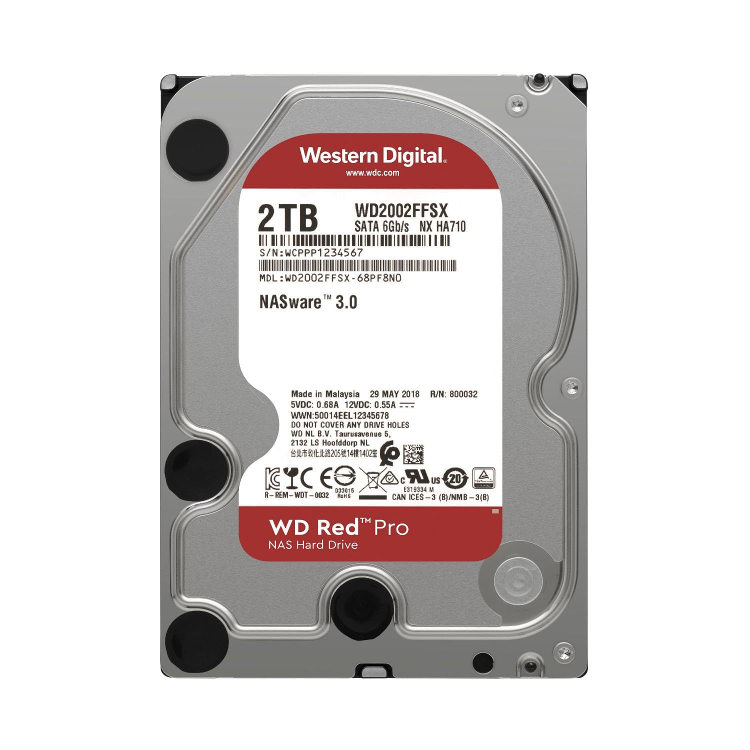 Western Digital 2Tb Wd Red Pro Nas Internal Hard Drive Hdd   7200 Rpm, Sata 6 Gb/S, Cmr, 64 Mb Cache, 3.5''   Wd2002Ffsx