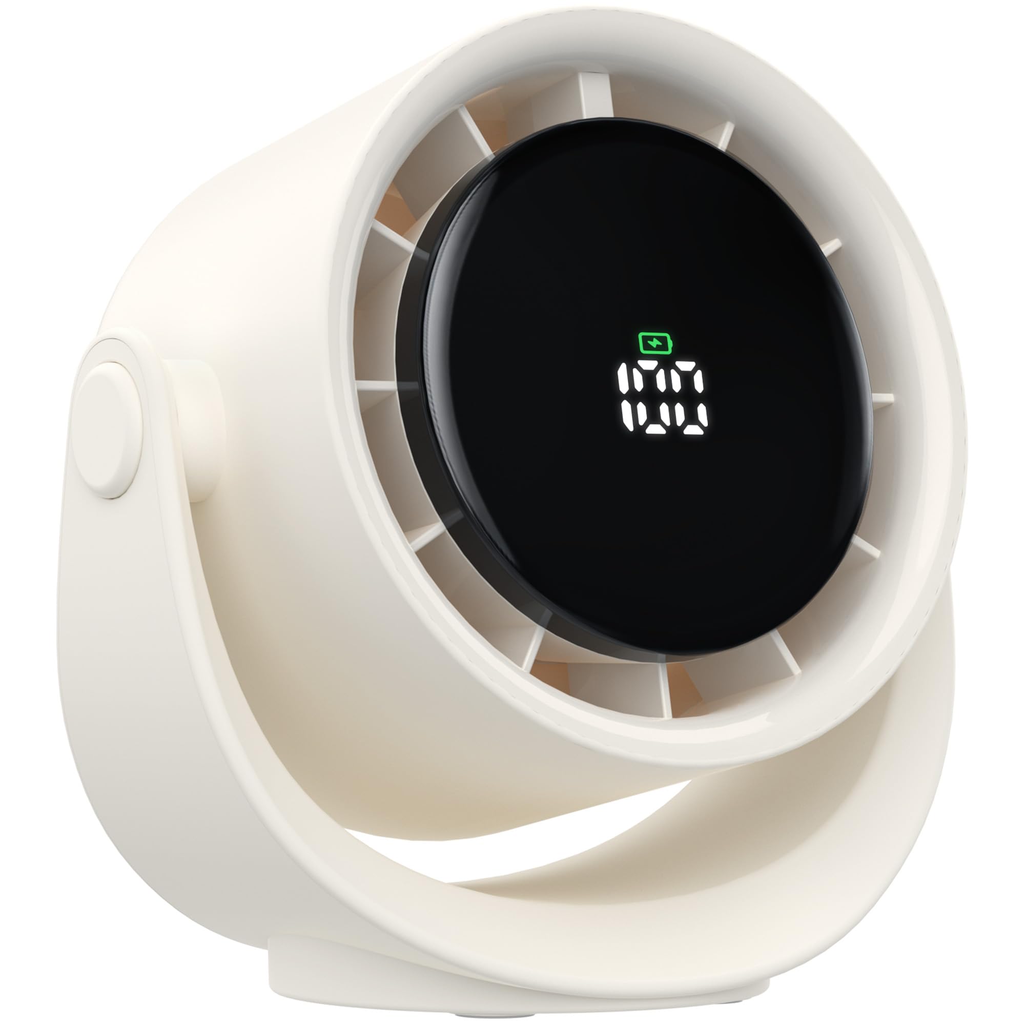 KITWLEMEN Portable Desk Fan - 5 Speed Rechargeable Battery Operated Fan, 4000mAh 17H Cooling, Powerful Small Turbo Fan for Bedro