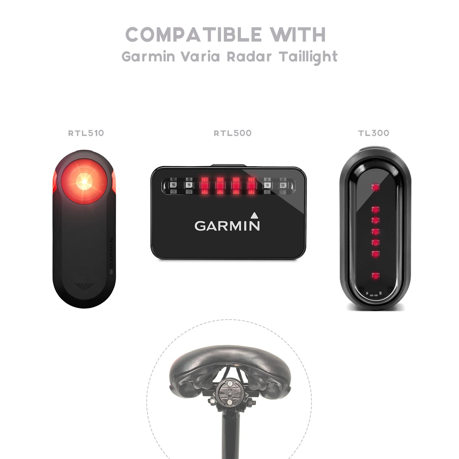 Vexplo Cycling Mount For Garmin Varia Mount Rtl510, Rtl515 And Tl300 Varia Rearview Radar Or Tail Light, Solid All Metal Mount F