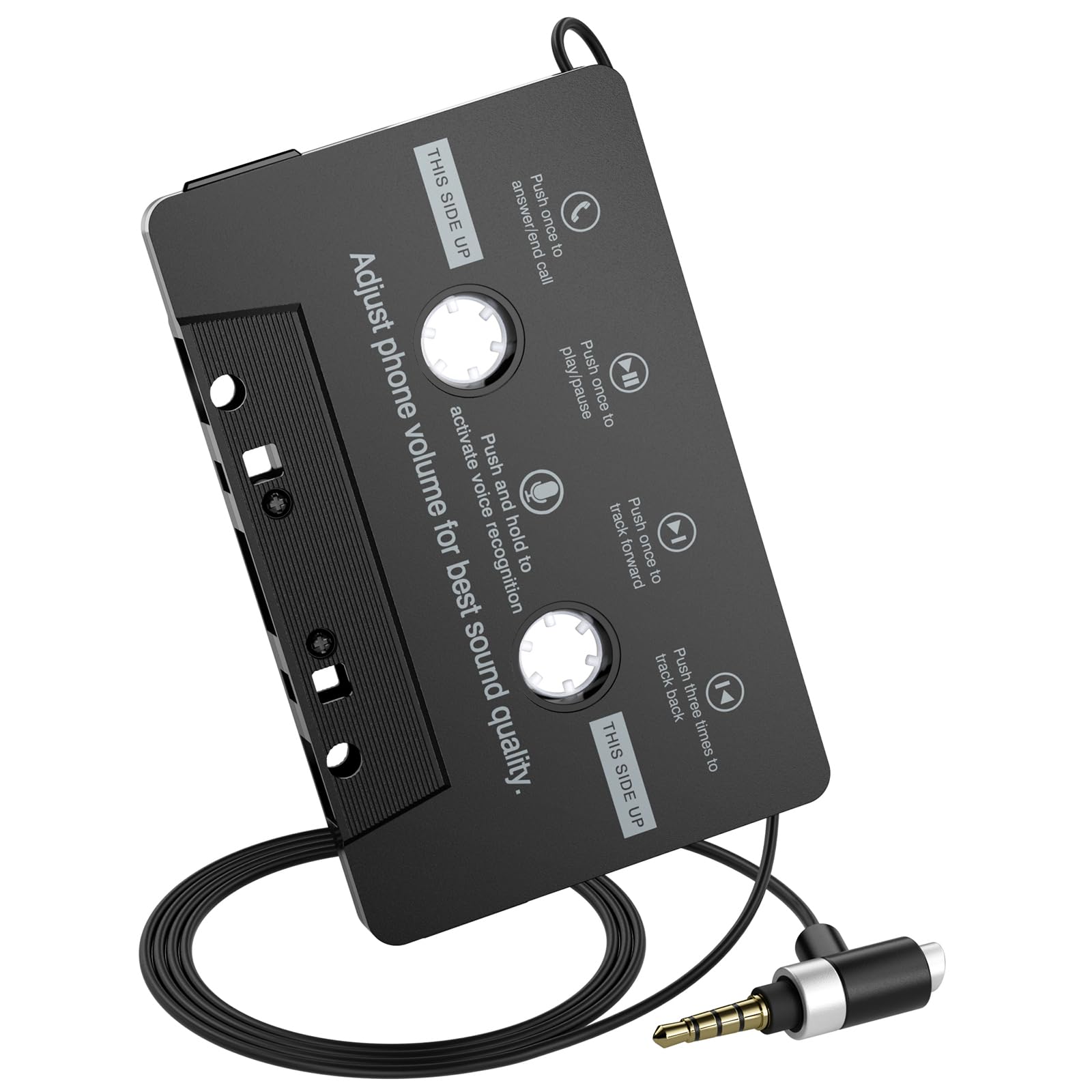 Car Cassette Aux Adapter With Microphone, 3.5Mm Cable Audio Cassette Tape Adapter Player For Car, Mp3, Phone, 3.2 Feet Cable