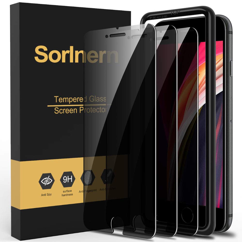 Sorlnern 3 Pack Privacy Screen Protector For Iphone Se 2020, Anti Spy Tempered Glass Film, Touch Sensitive, Bubble Free, Case Fr