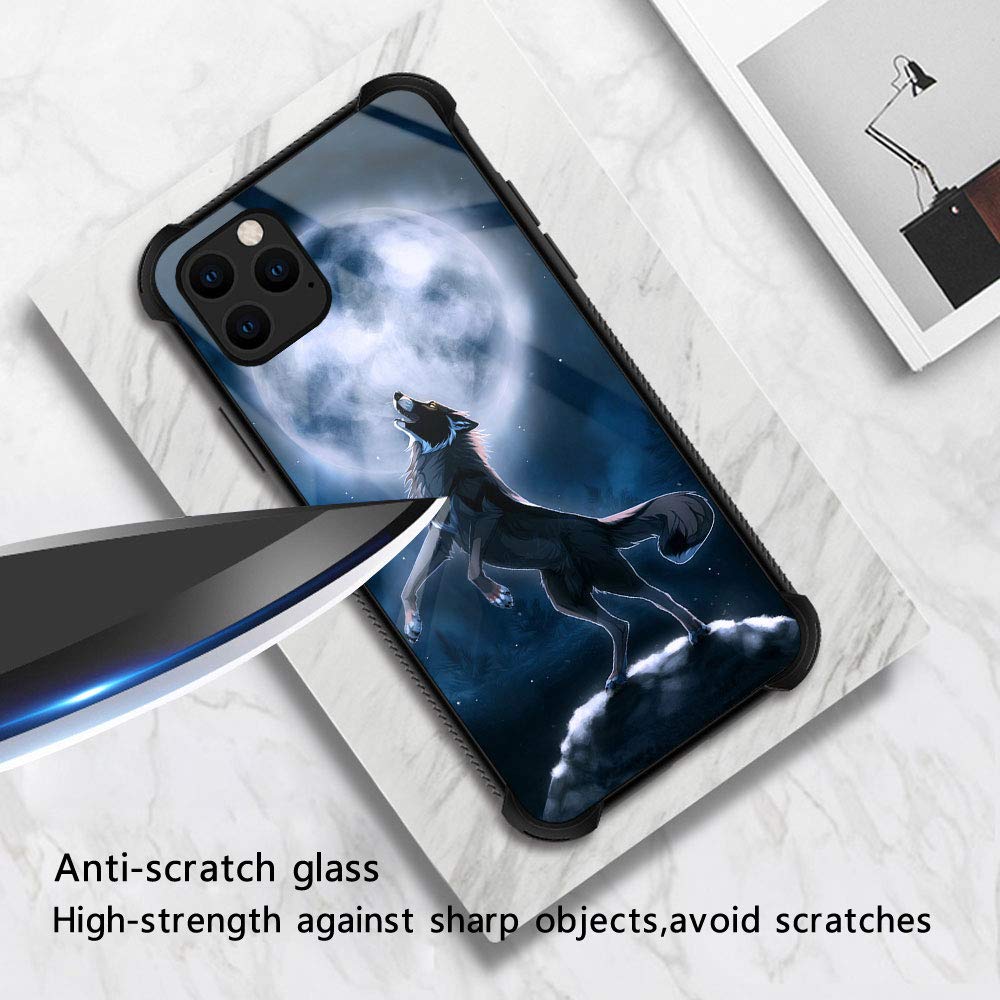 Zhegailian Case Compatible With Iphone 12,Moonlight Wolf Case For Iphone 12 Pro For Boys Men,Pattern Design Anti Scratch Organic