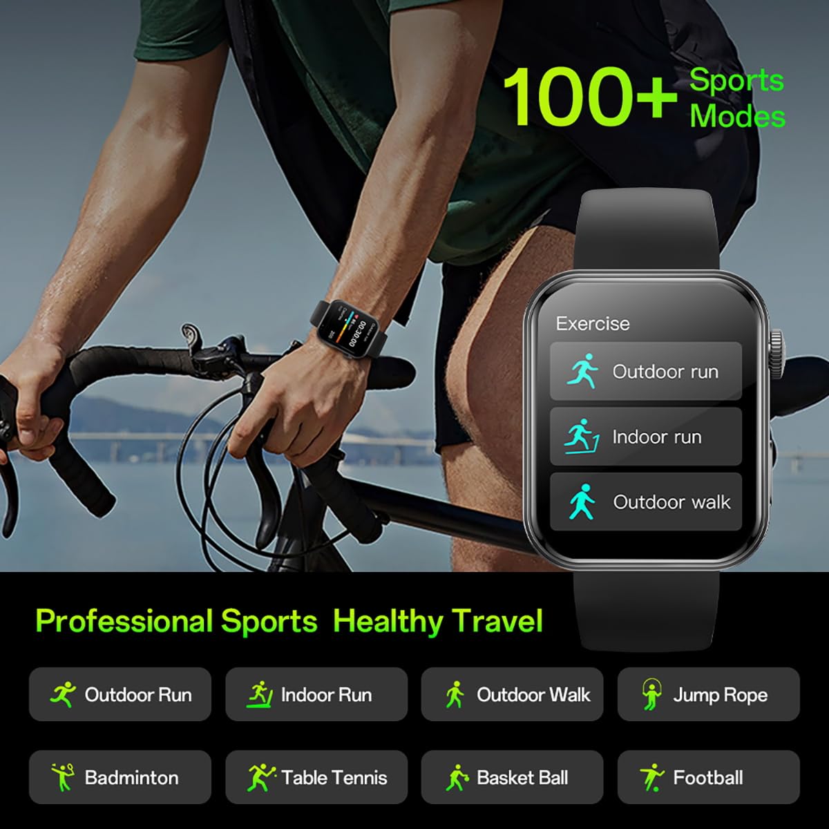 Aolon Upgraded Foom S4 1.91 Inch High Definition Large Screen Smart Watch (Black)