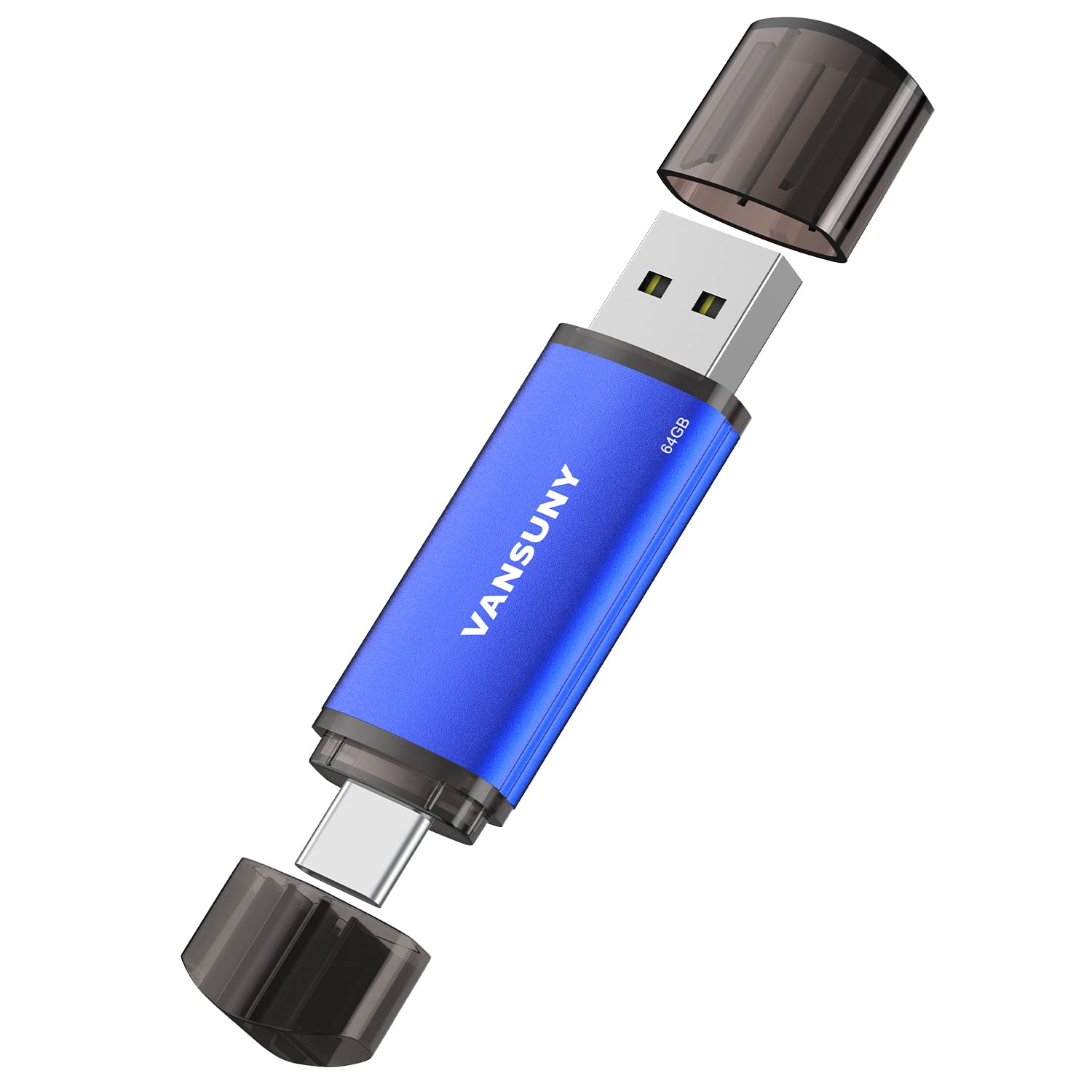 Vansuny 64Gb Usb Type C Flash Drive 2 In 1 Dual Flash Drive Usb A + Usb C Otg Flash Drive For Android Smartphone Tablet Computer Laptop (Blue)