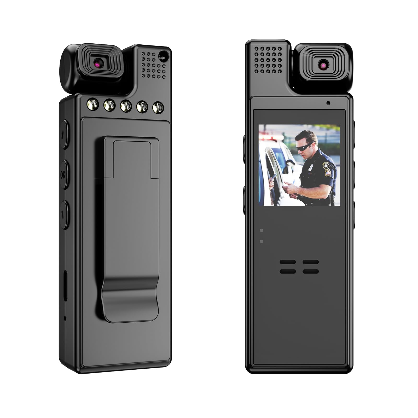 Vidcastive 64G Body Camera With Video And Audio Recording, 1080P Hd Police Body Worn Cam With 180 Rotatable Lens, Night Vision, 