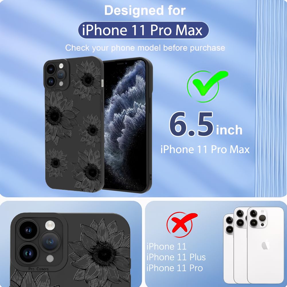 Ook Floral Case For Iphone 11 Pro Max Case, Cute Sunflower Floral Blooms Design Soft Tpu Shockproof Protective For Women Girls P