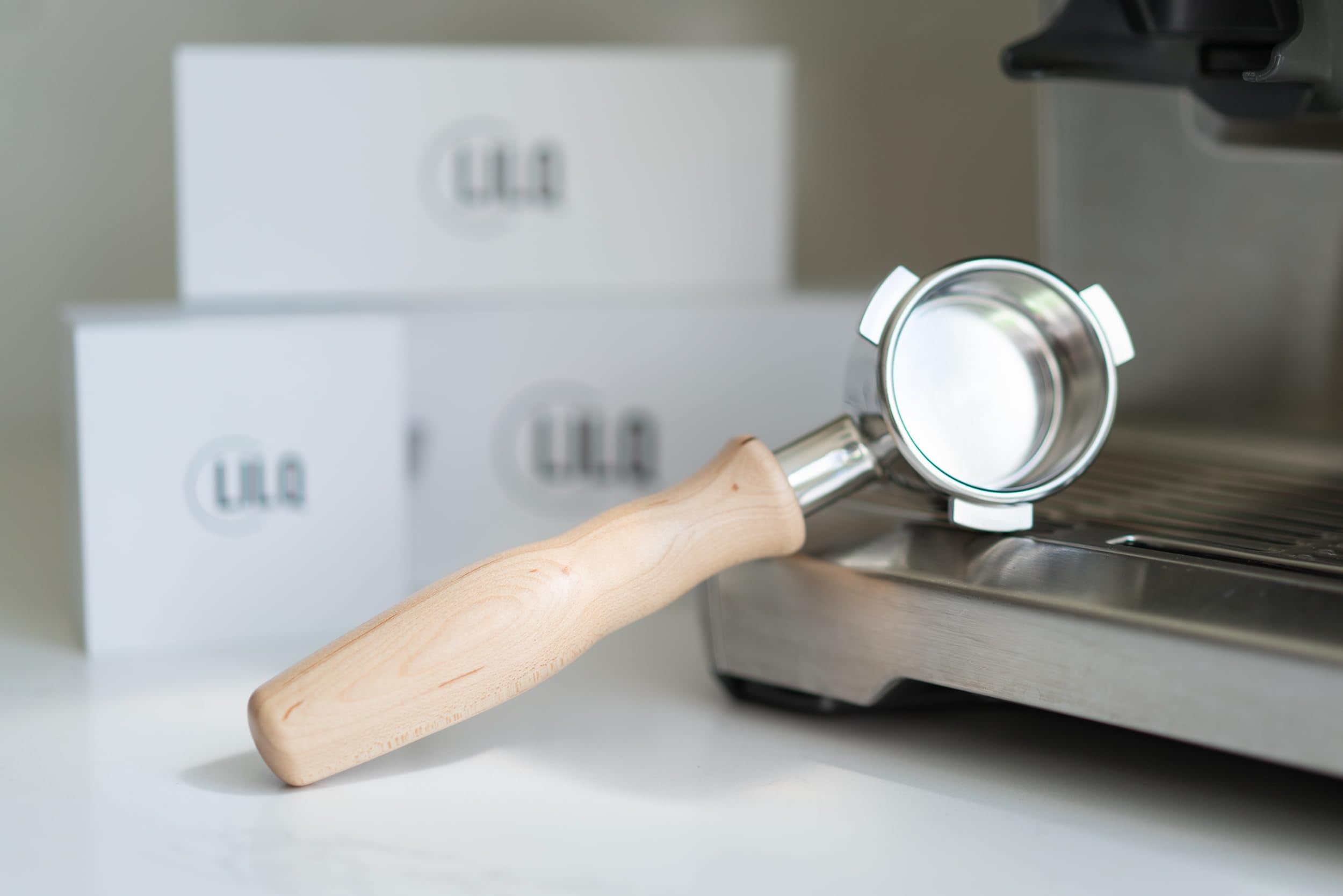 Lilq 54Mm Bottomless Naked 3 Ears Portafilter | Compatible With 54Mm Breville Machines | Stable Handle (Maple, 54Mm Breville)