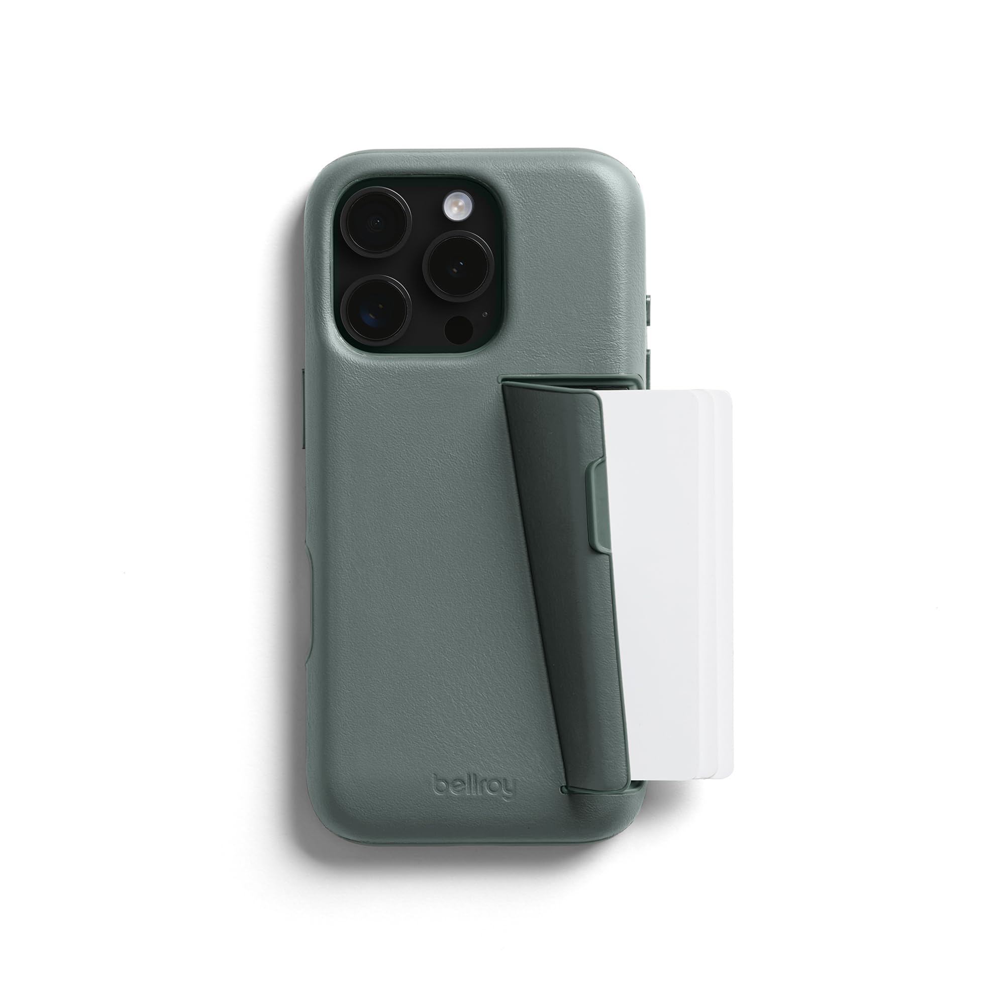 Bellroy Phone Case - 3 Card for iPhone 16 Pro Max (Leather iPhone case, Phone Wallet) - Agave