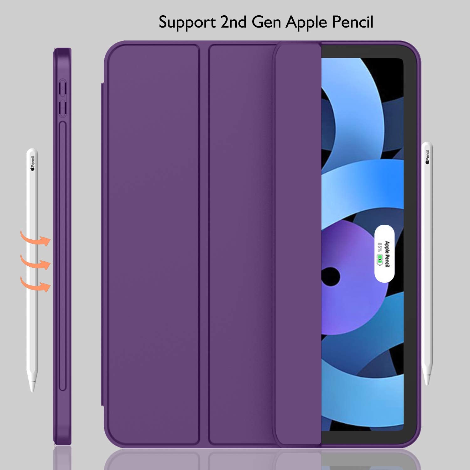 Imieet Ipad Air 11 Inch Case M3(2025) / M2 (2024), Ipad Air 5Th/4Th Generation Case 2022/2020 10.9 Inch With Pencil Holder,Trifold Stand Smart Case With Soft Tpu Back(Dark Purple)