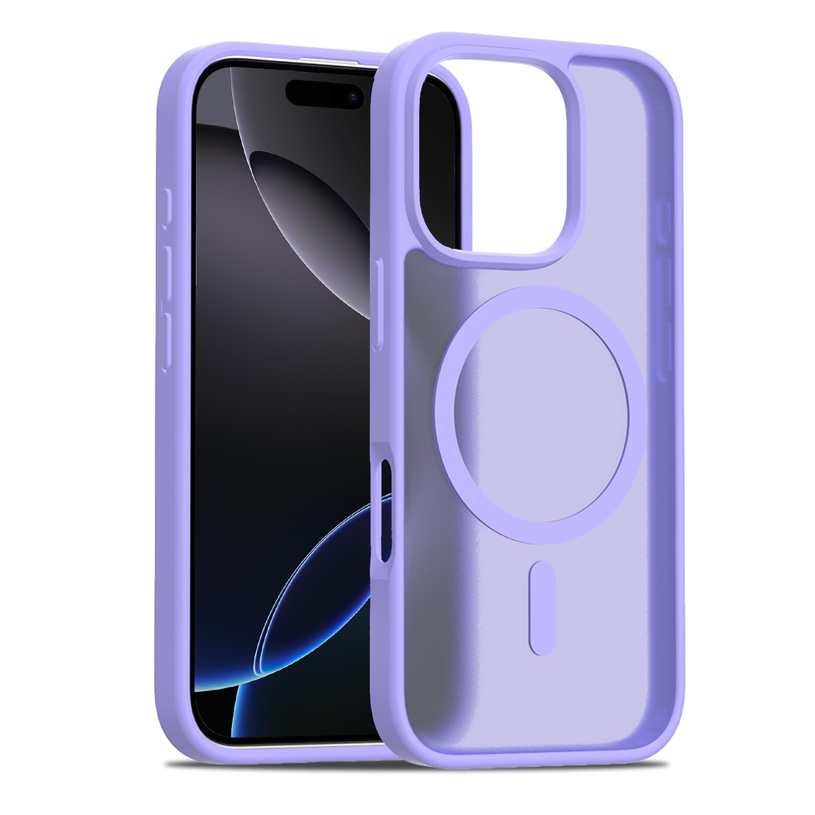 Pinlisheng 2024 New Magnetic For Phone 16 Pro Case 6.3 Inch,Translucent Matte Shockproof Case Cover,Purple