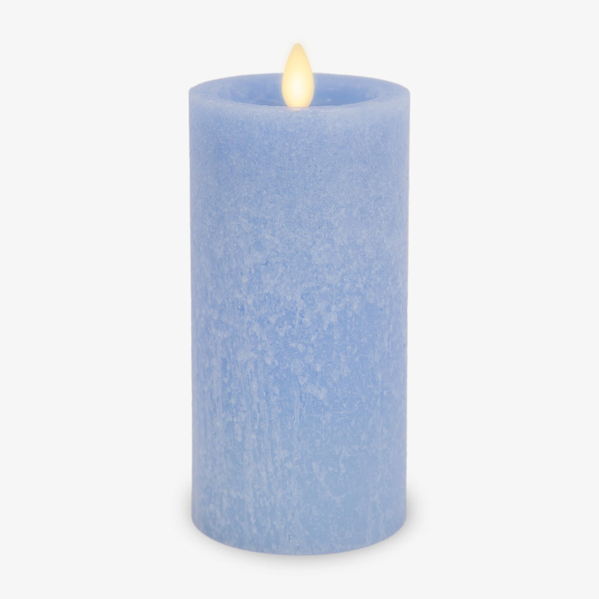 Luminara Sea Glass Flameless Candle, Cornflower 3'' X 6.5'', Moving Led Flame Pillar With Timer, Battery Operated, Real Wax, Uns