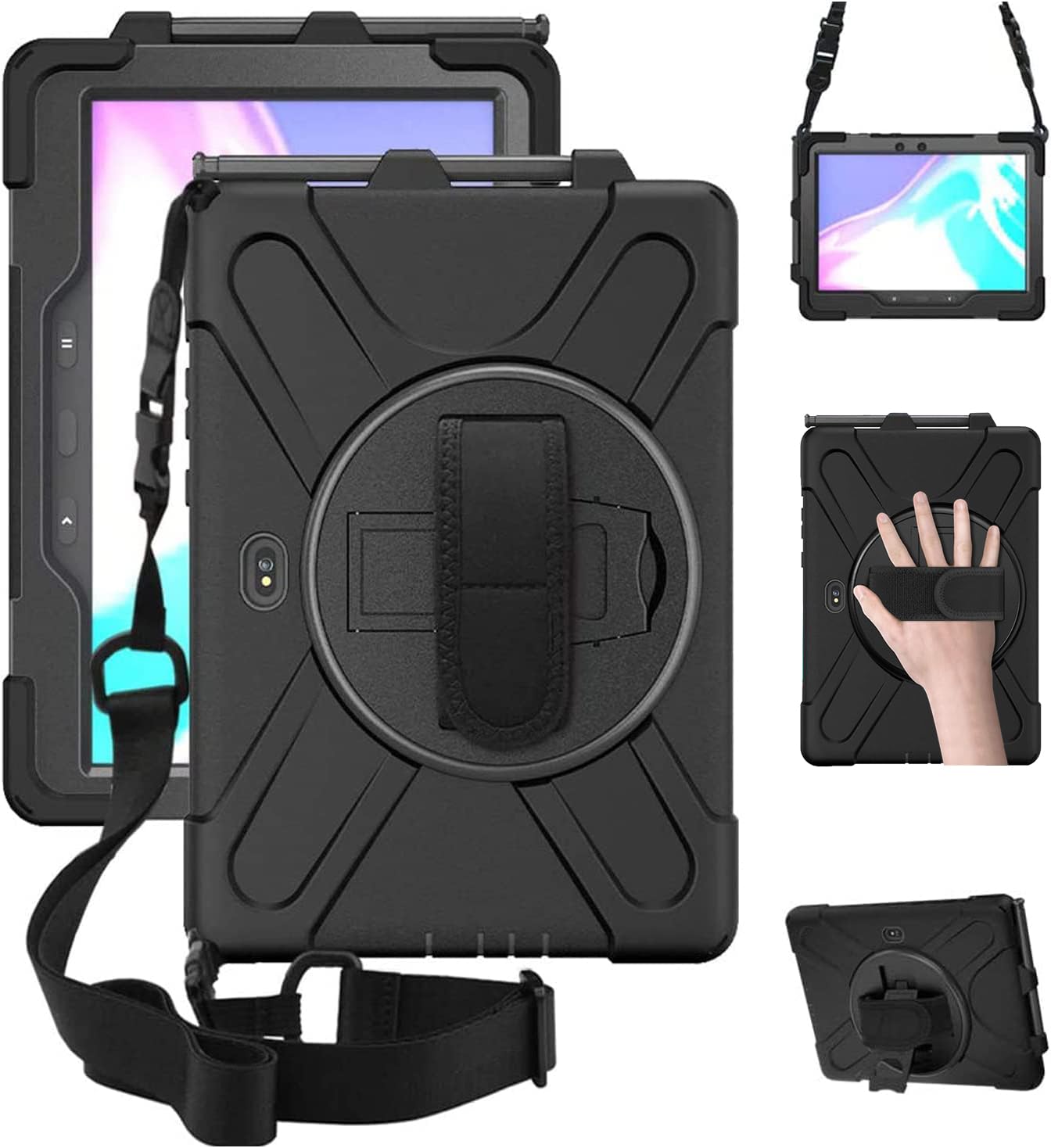 Dreamerx For Galaxy Tab Active4 Pro Case With Strap, Galaxy Tab Active Pro 10.1 Kids Case, Heavy Duty Rugged Shockproof Cover St