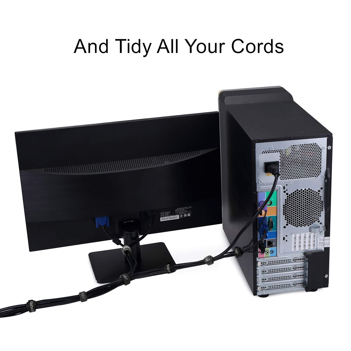 Trilancer Reusable Cable Straps Wire Ties, Pack Of 50 Adjustable Cord Fastener Cable Organizer, 8 Inches (Black)