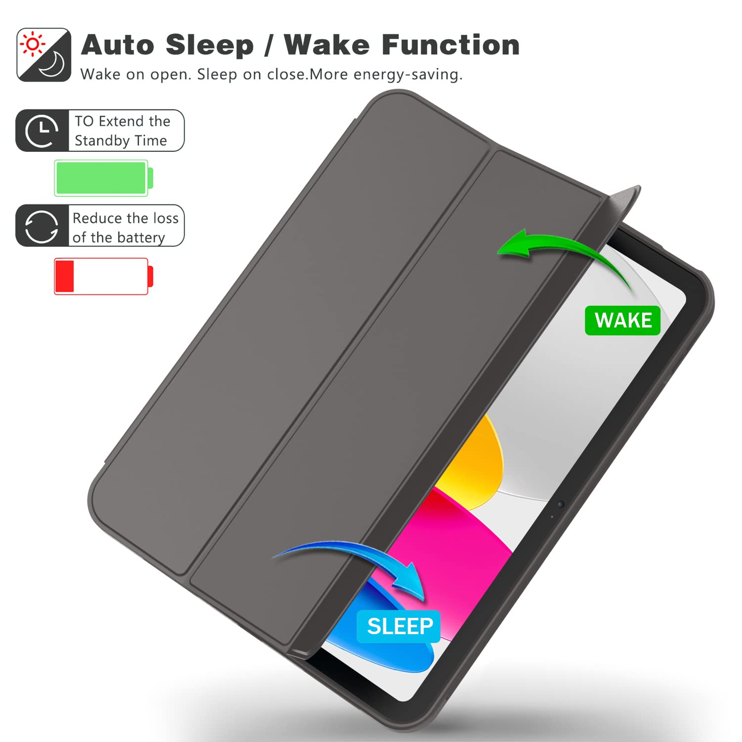 Imieet New Ipad (A16) 11Th Generation Case 11 Inch 2025, Ipad 10Th Generation Case 2022 10.9 Inch With Pencil Holder, Trifold Stand Smart Cover With Soft Tpu Back,Auto Wake/Sleep(Space Gray)