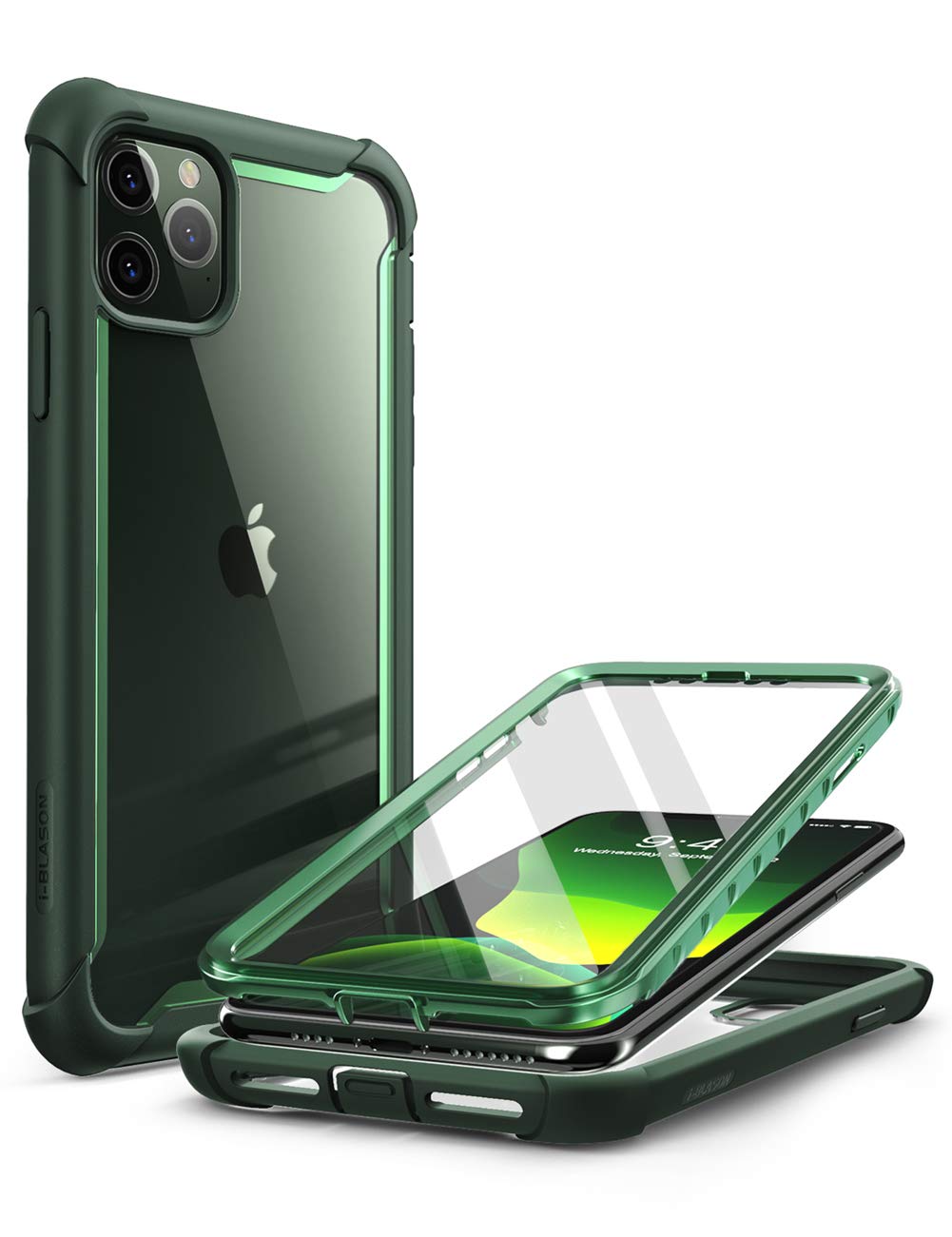 i-Blason Ares Case for iPhone 11 Pro Max Clear Bumper Case Green | 2019 Release, Dual Layer, Rugged, with Built-in Screen Protec