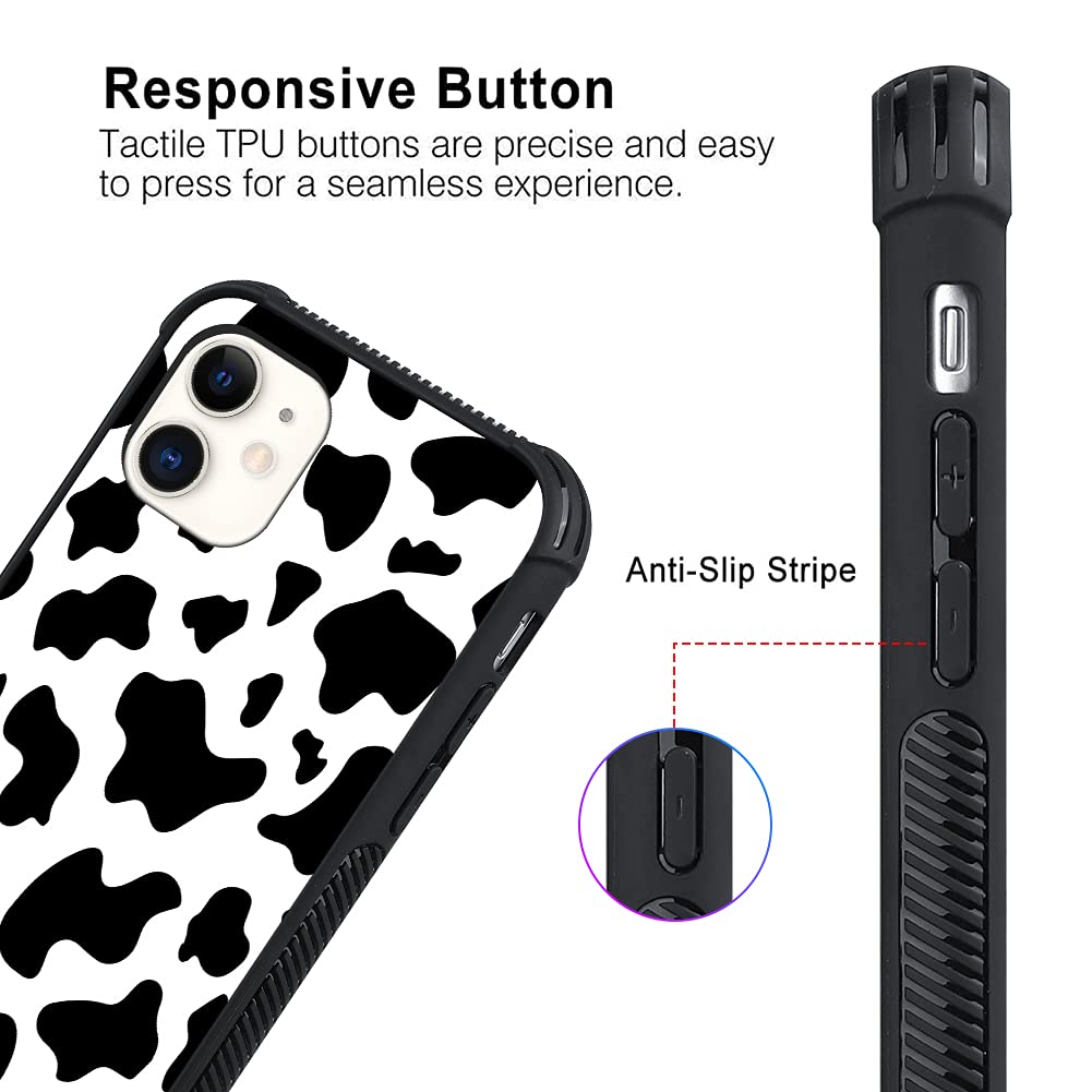 Ziye Designed For Iphone 11 Case Cow Print Hard Lanyard Case With Phone Ring Holder,Full Body Protection Shockproof Drop Protect