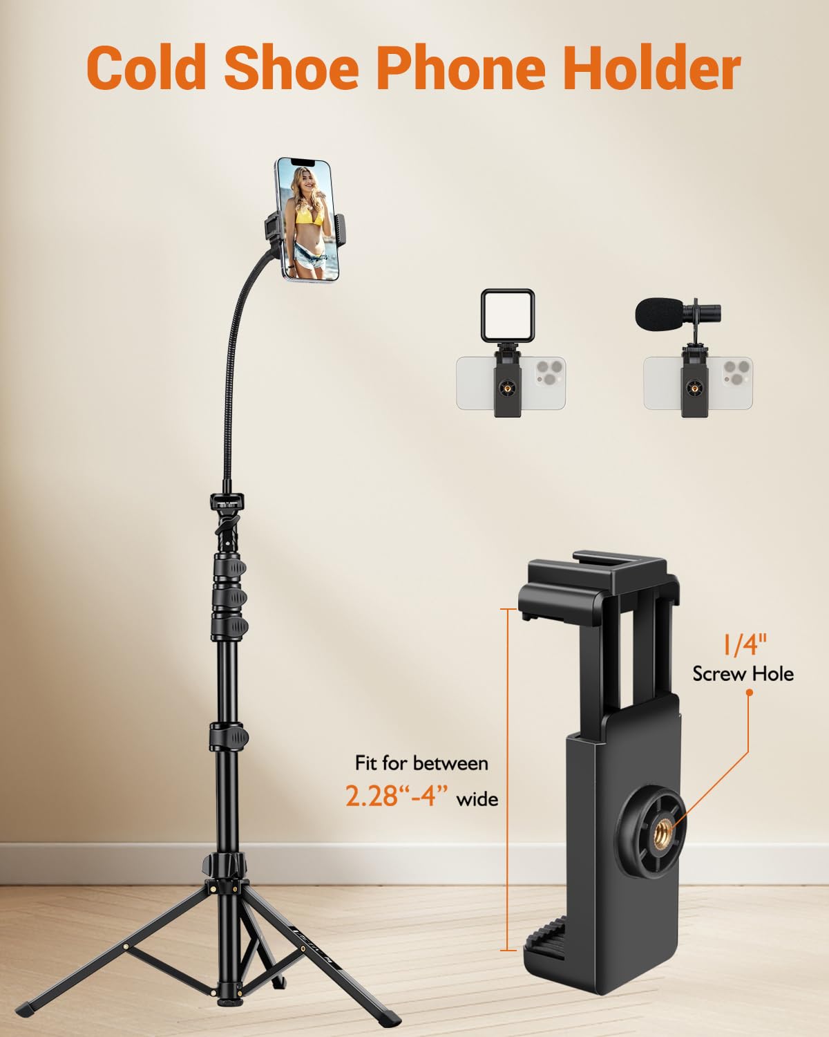 Victiv 85'' Tall Cell Phone Tripod Stand With Gooseneck And Remote, Portable Travel Tripod Stand, Overhead Tripod For Iphone 16