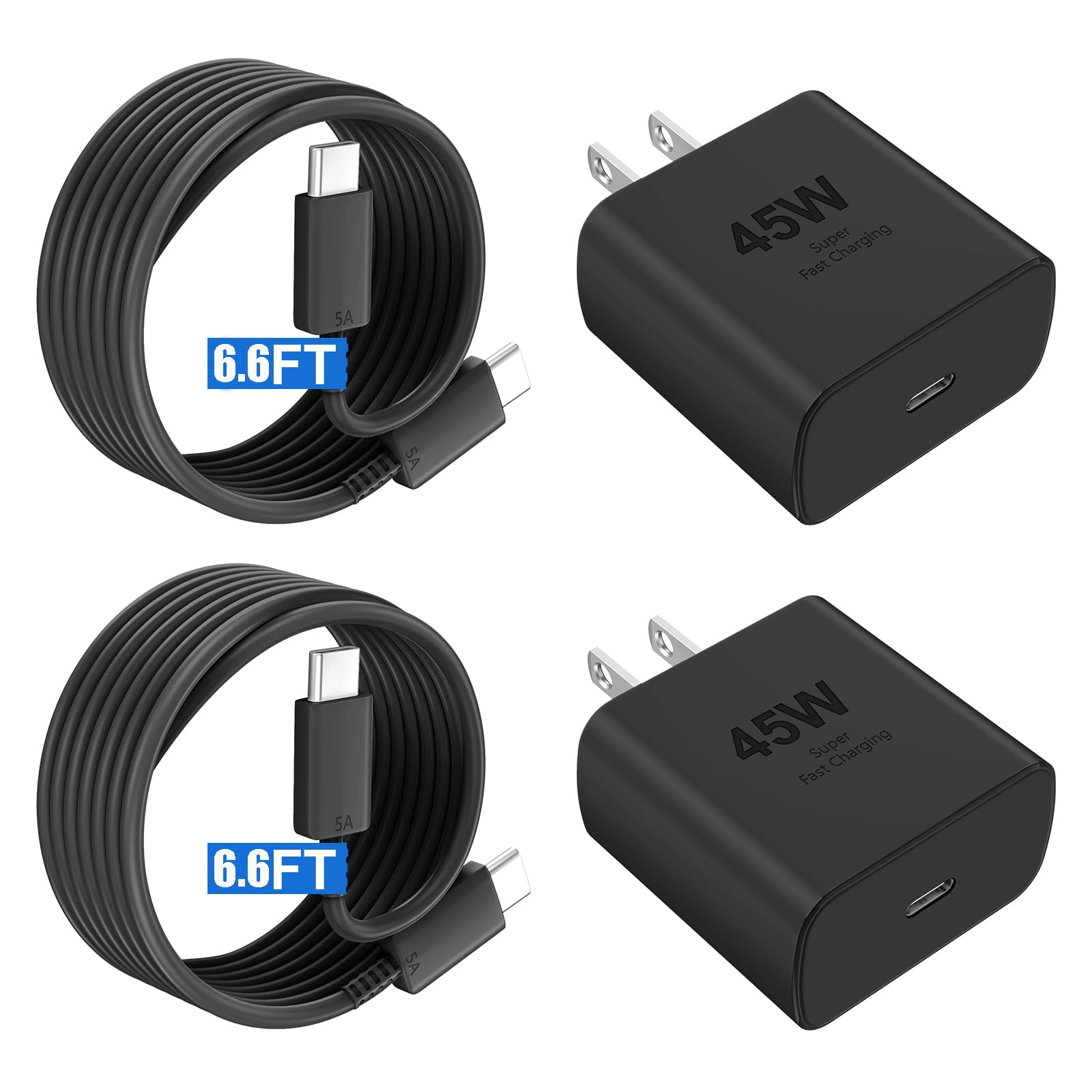 Phone 16 Pro Max Charger Fast Charging,45W Phone 16 Charger Usb C Super Fast Charger Block &6.6Ft Long Type C Charger Cable Cord