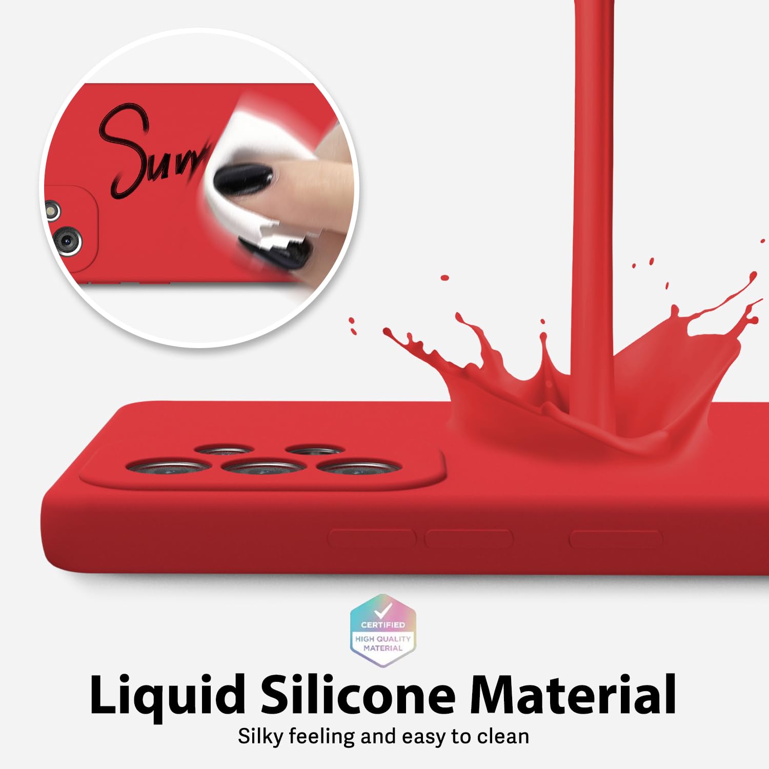 Oakxco For Samsung Galaxy A52 5G Case Liquid Silicone Grip Bumper, Cute Thin Slim Soft Rubber Tpu Plain Smooth Gel Cover For Wom