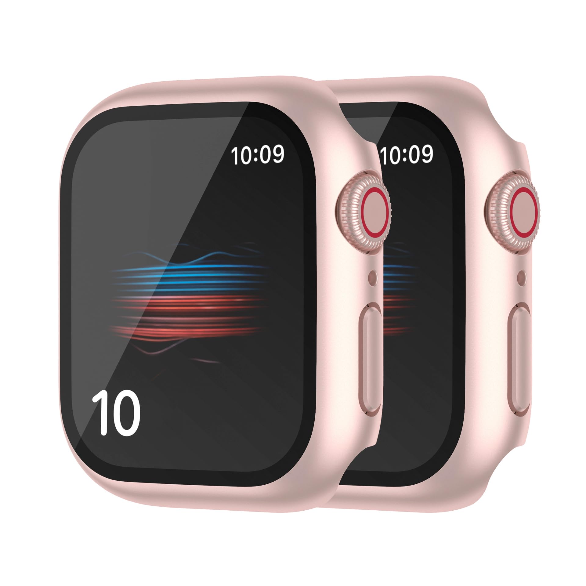 HANKN 2 Pack Hard PC Case with Button for Apple Watch Series 11 10 42mm Tempered Glass Screen Protector Case, Full Coverage Shoc