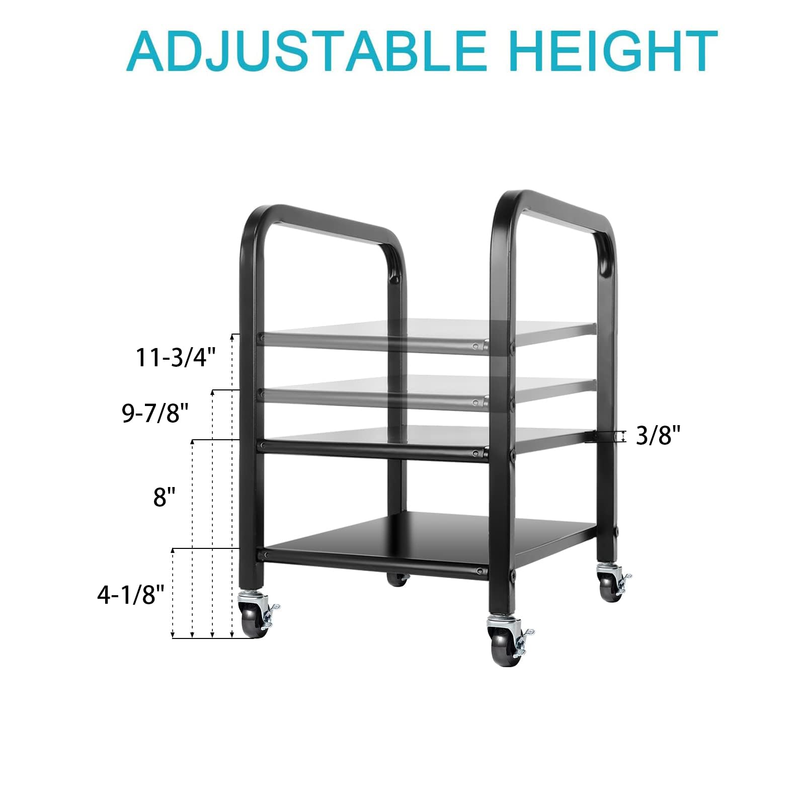 360Tronics Computer Tower Floor Stand, 2 Tier Adjustable Desktop Atx Case Cpu Holder, Pc Rolling Stand Under Desk Metal Tower St