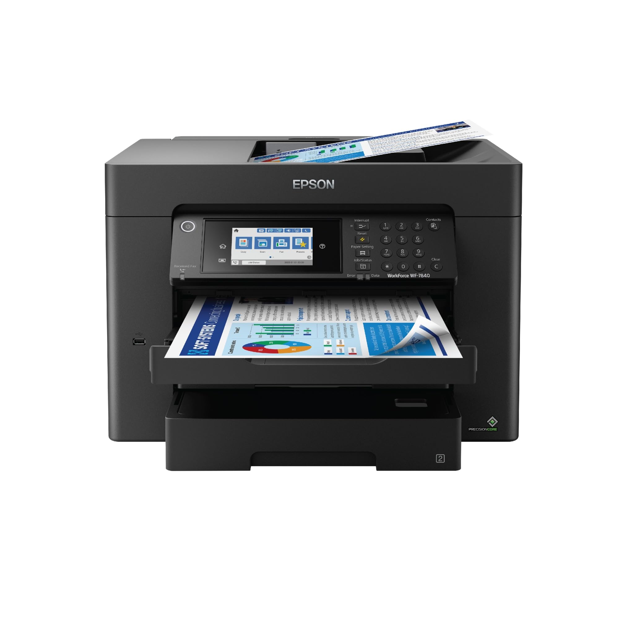 Epson Workforce Pro WF-7840 Wireless All-in-One Wide-Format Printer with Auto 2-Sided Print up to 13 x 19, Copy, Scan and Fax, 5