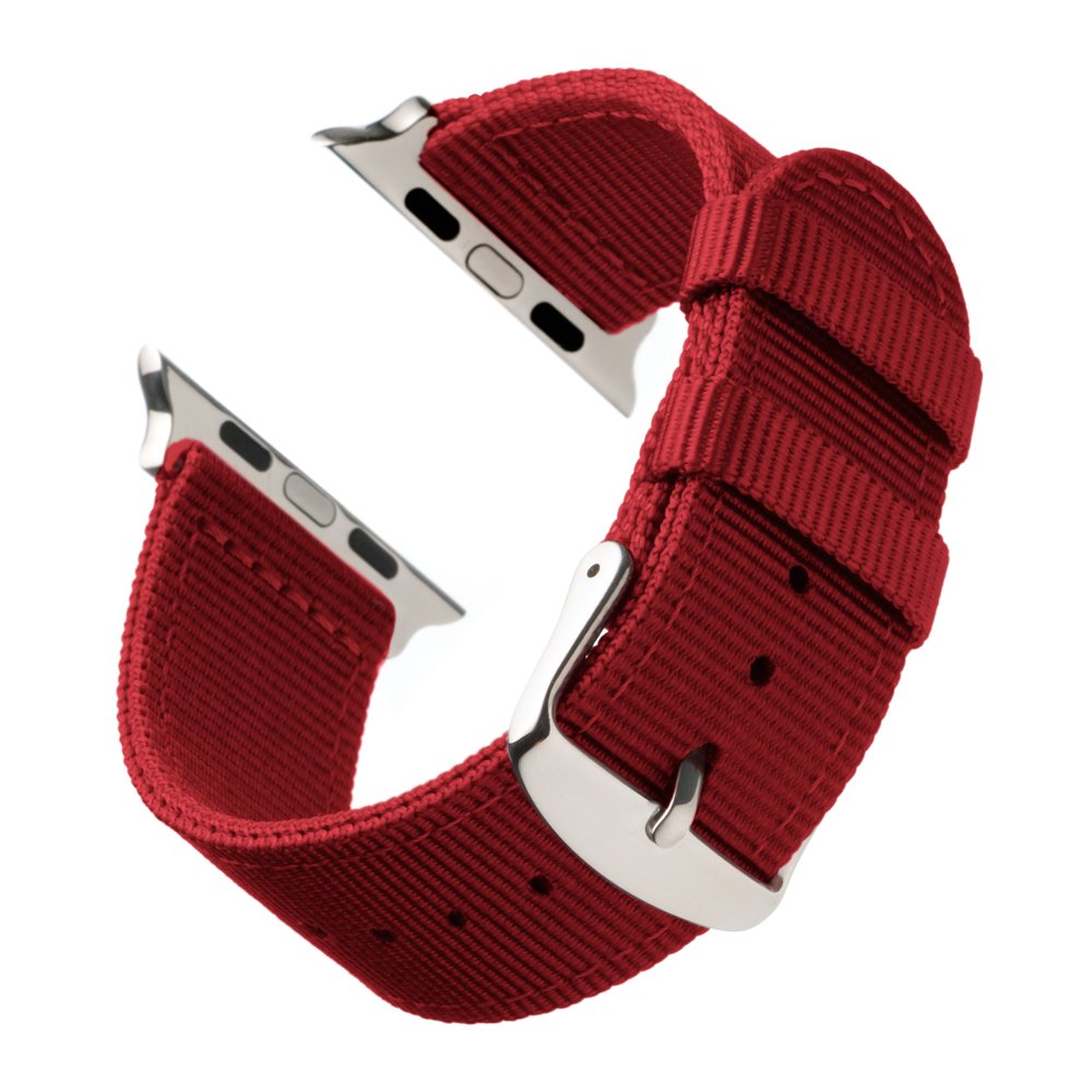 Archer Watch Straps   Premium Nylon Replacement Bands For Apple Watch (Red, Stainless, 38/40/41Mm)