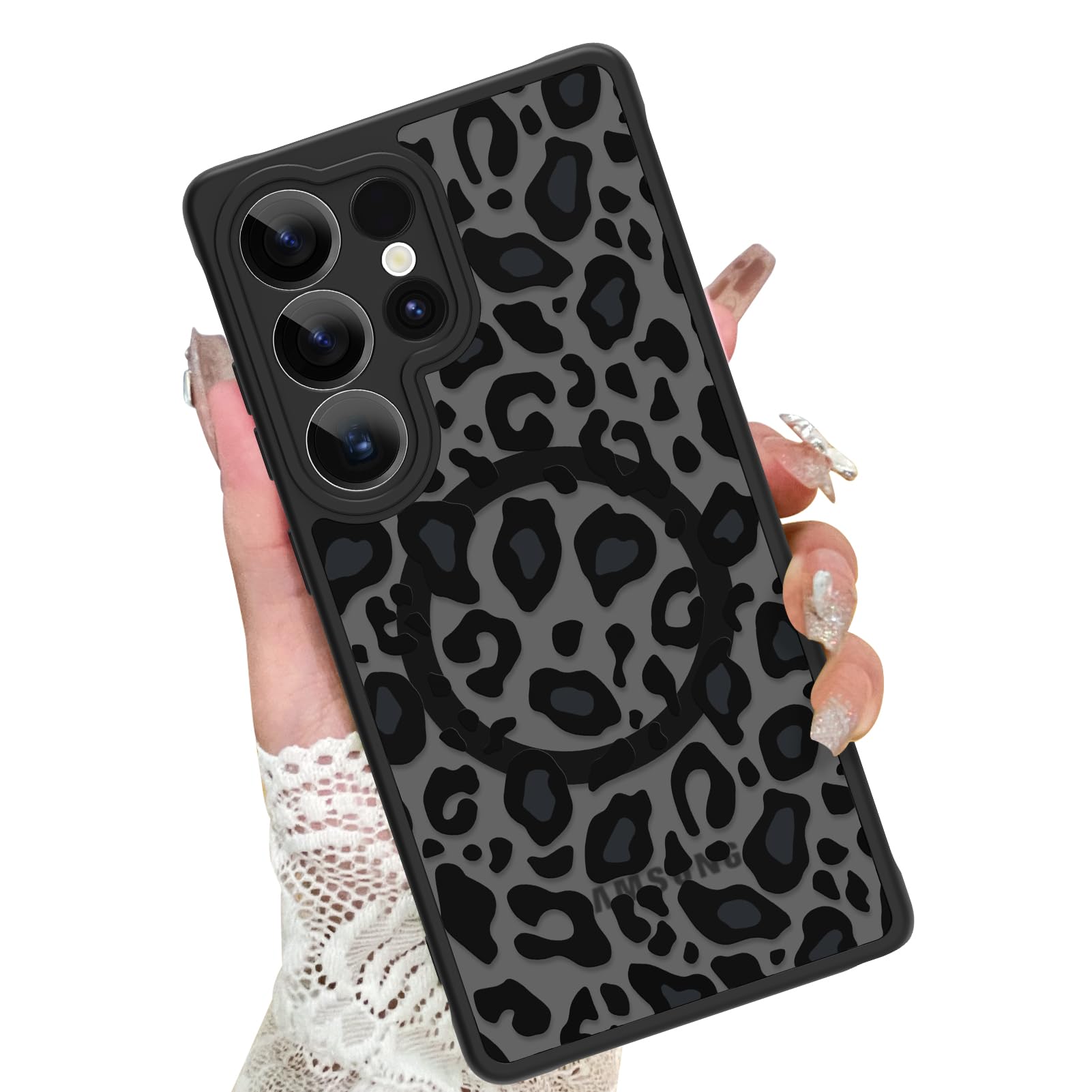 KANGHAR Case for Galaxy S25 Ultra Phone Case [Compatible with Magsafe] Leopard Printed Pattern Cute Cheetah Protective Magnetic 