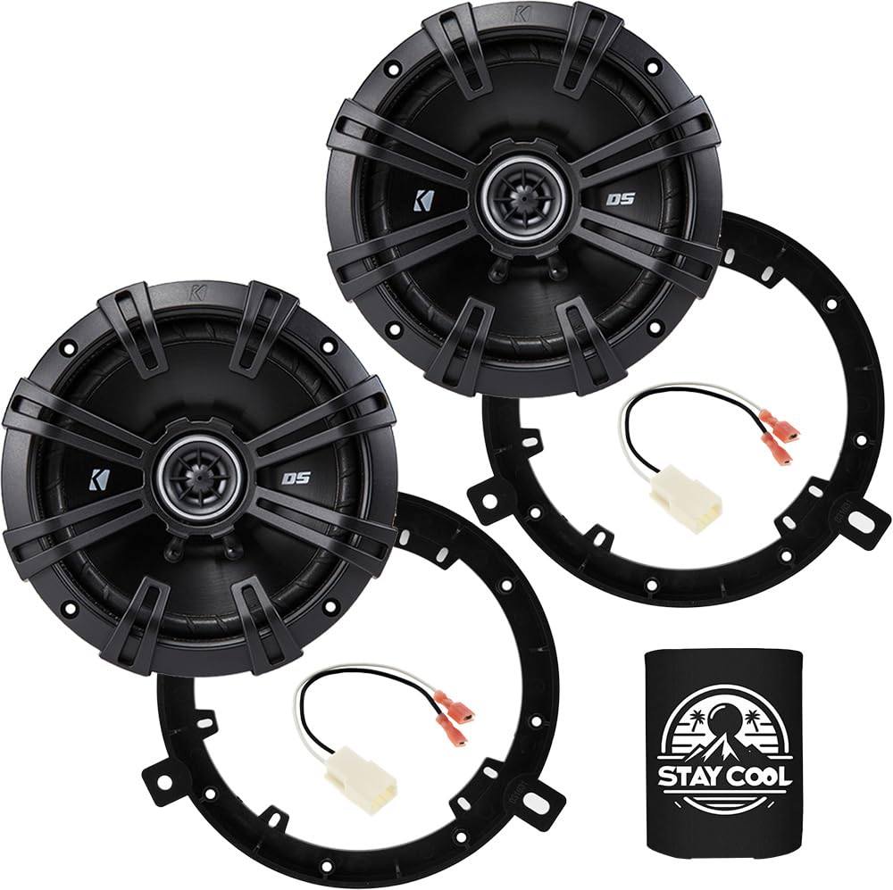 KICKER Front/Rear Door 6.5 Speakers Kit for Jeep Liberty 2002-2012 Upgrade Kit - Pair of DS Series 6 1/2 Inch Coaxial Speakers w