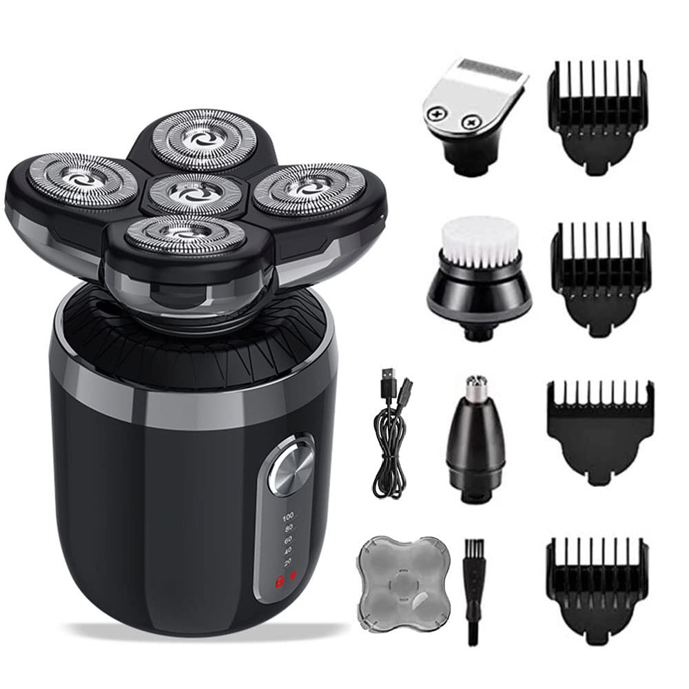 Head Shavers for Men, Mens 5-in-1 Electric Head Shaver, Waterproof Electric Razor, Rechargeable Wet and Dry Mens Grooming Kit He