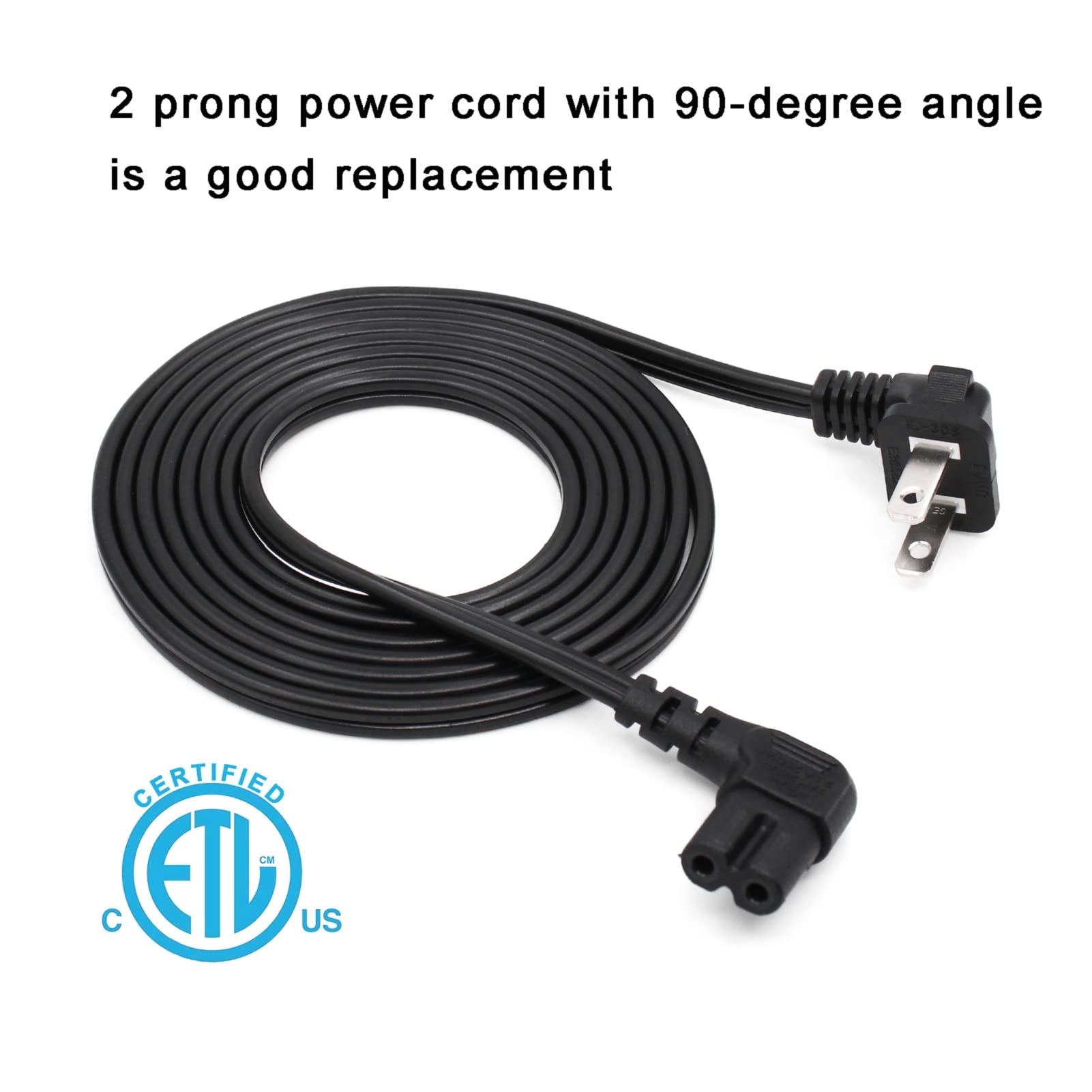 5Pack 2 Prong Extension Power Cord 10Ft,Long Power Cable For Indoor And Outdoor,Us Male/Female Extension Cord For Nema 1 15P To