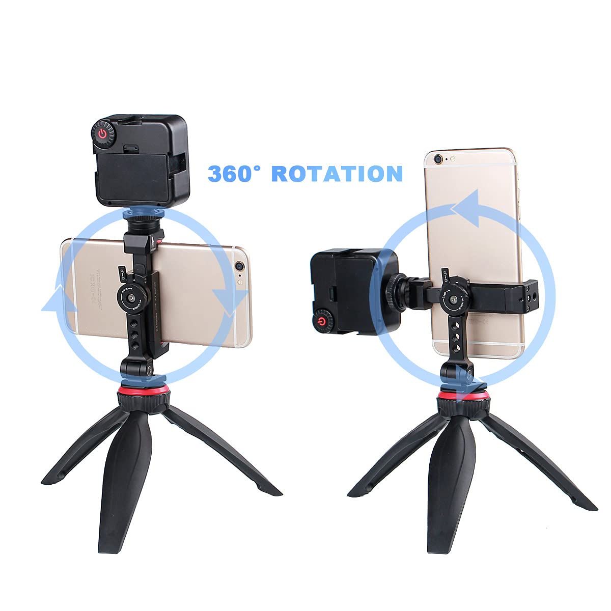 Arnarkok Metal Phone Tripod Mount W Rotatable Cold Shoe For Micphone Easy Use,Compatible With Iphone Tripod Adapter, Cell Phone