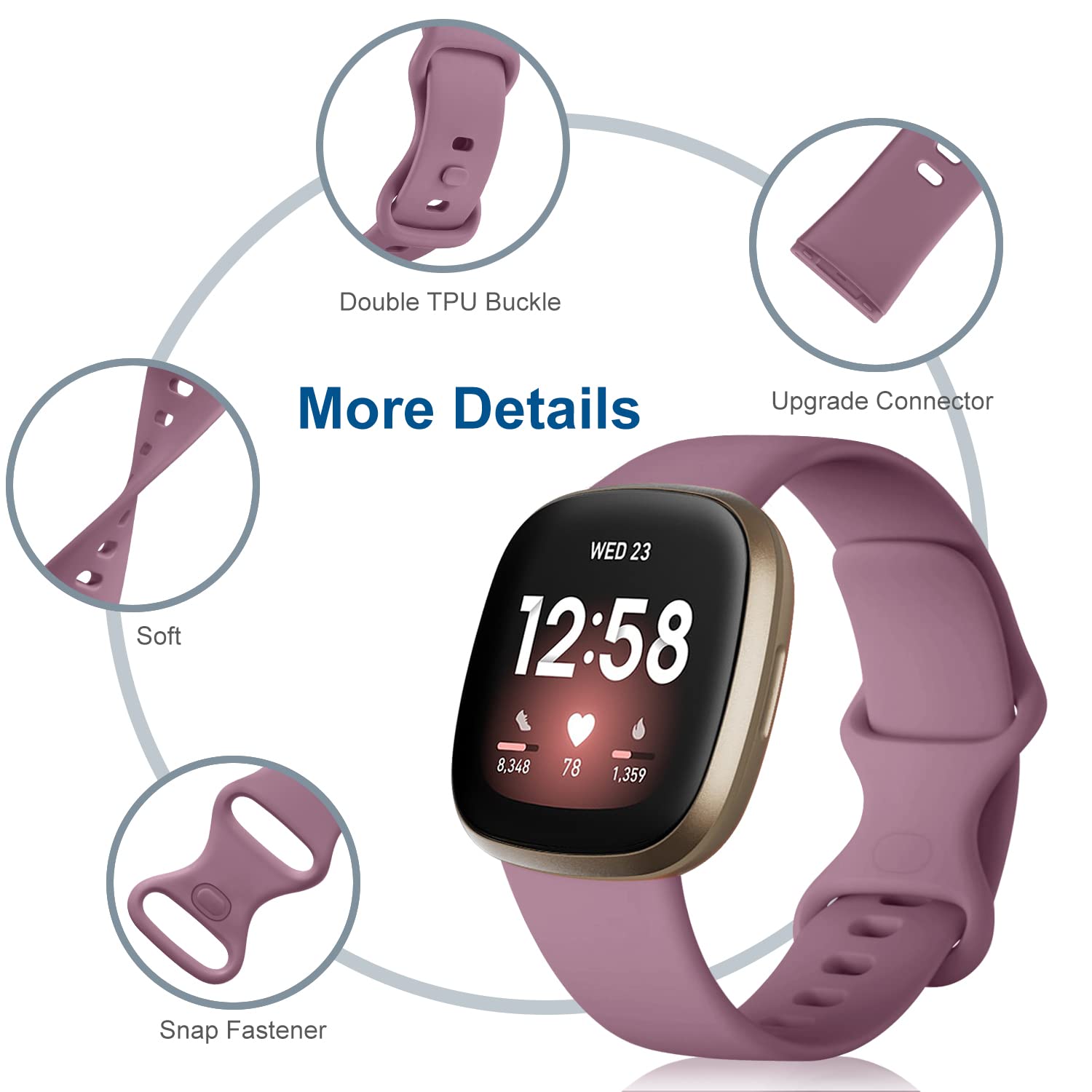 Dirrelo Compatible With Fitbit Versa 3/4 Bands & Sense 2 Bands For Women, Soft Replacement Sport Strap Band For Versa 3/4 Sense
