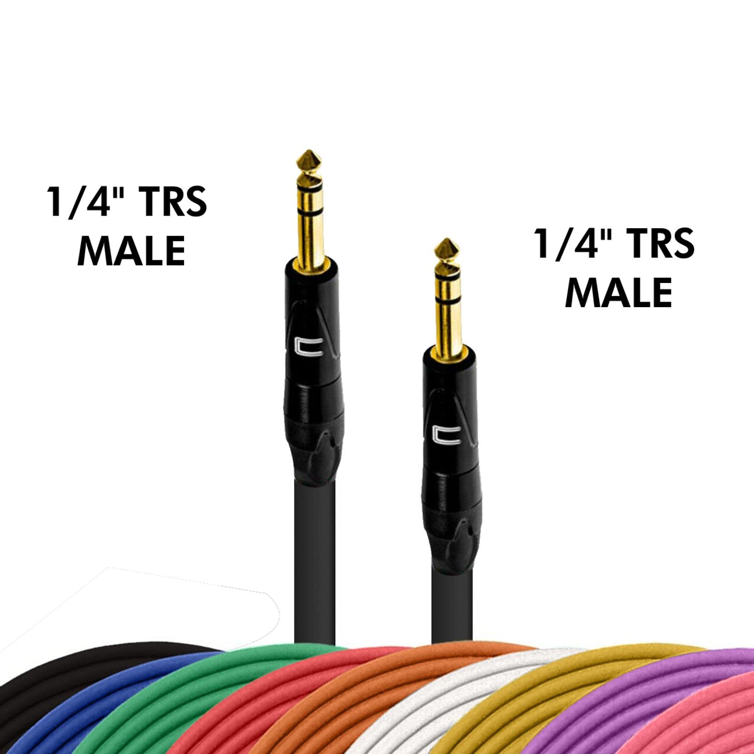 Coluber Cable 1/4 Trs Male To 1/4'' Trs Male   50 Feet   White   1/4 (6.35Mm) Stereo Balanced Male To Male Connector For Powered
