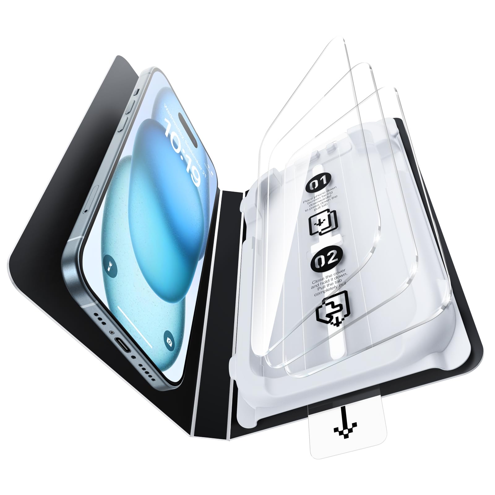 Smartdevil 3 Pack Screen Protector For Iphone 15, Bubble And Dust Free Box, Hd Tempered Glass, Military Grade Shatterproof & Ult